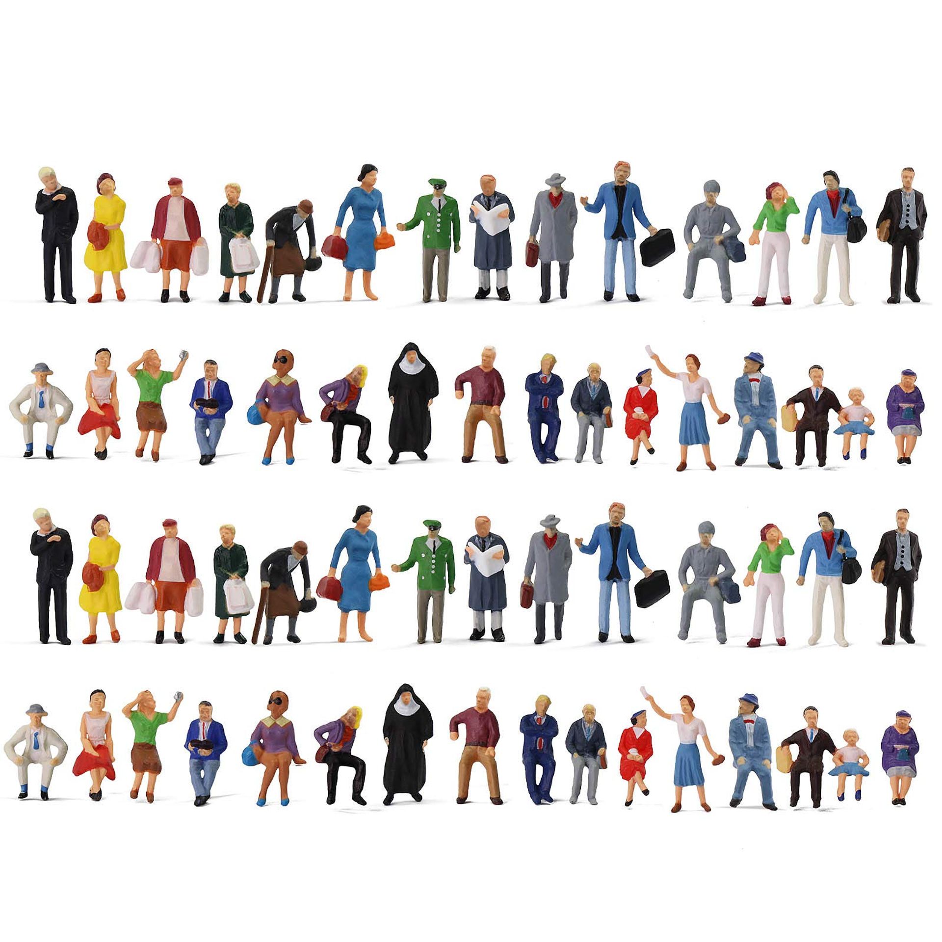 Model Train Layout H0 1:87 Scale Miniature Sitting Passenger Figures Set 60 Pieces - Pack of 60 Spur H0