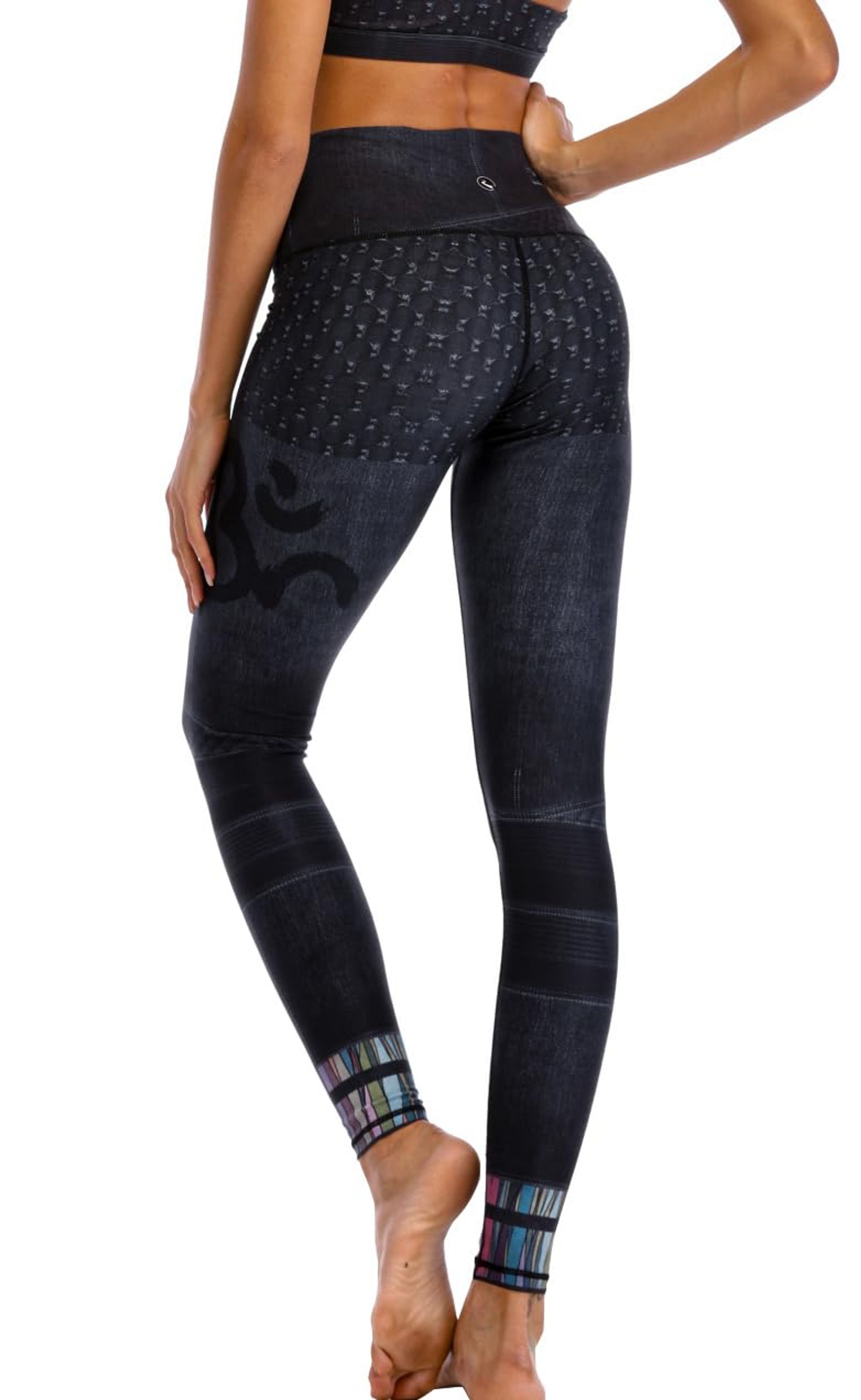 Chisportate High Rise Yoga Pants - Sustainable Denim Blue Tummy Control Leggings for Women