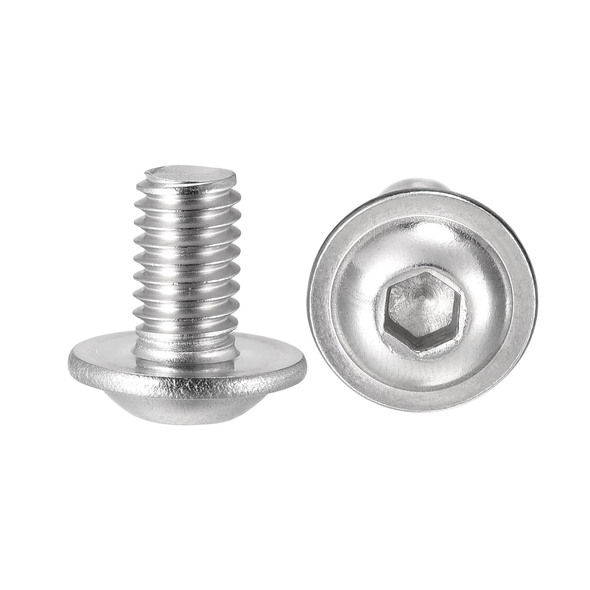 Flanged Button Head Socket Cap Screws M6x10mm 304 Stainless Steel Fasteners - 50 Pack