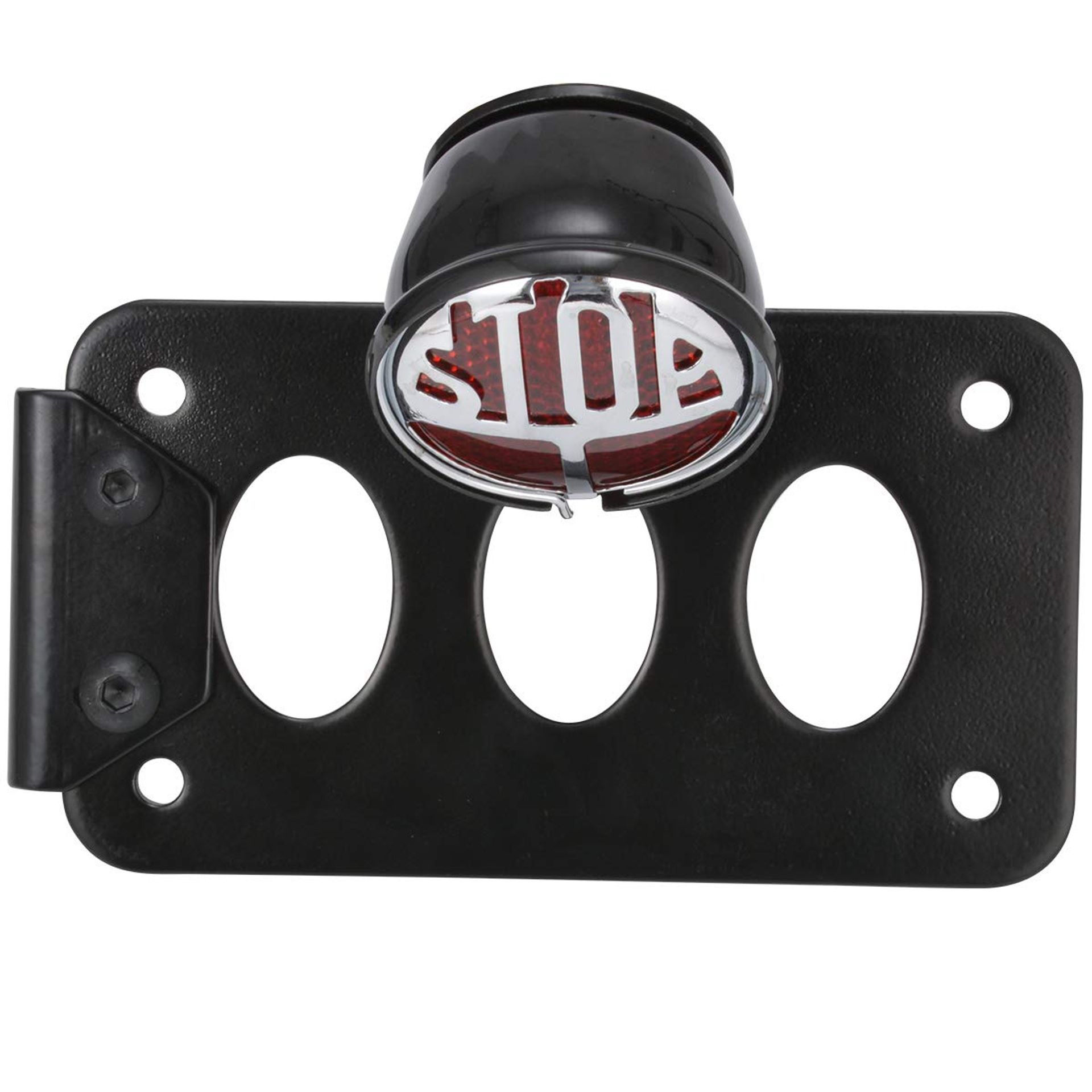 Motorcycle Tail Light 3-in-1 Brake, Running & Licence Plate Light with Bracket for 1-Inch Axle Bikes - Black