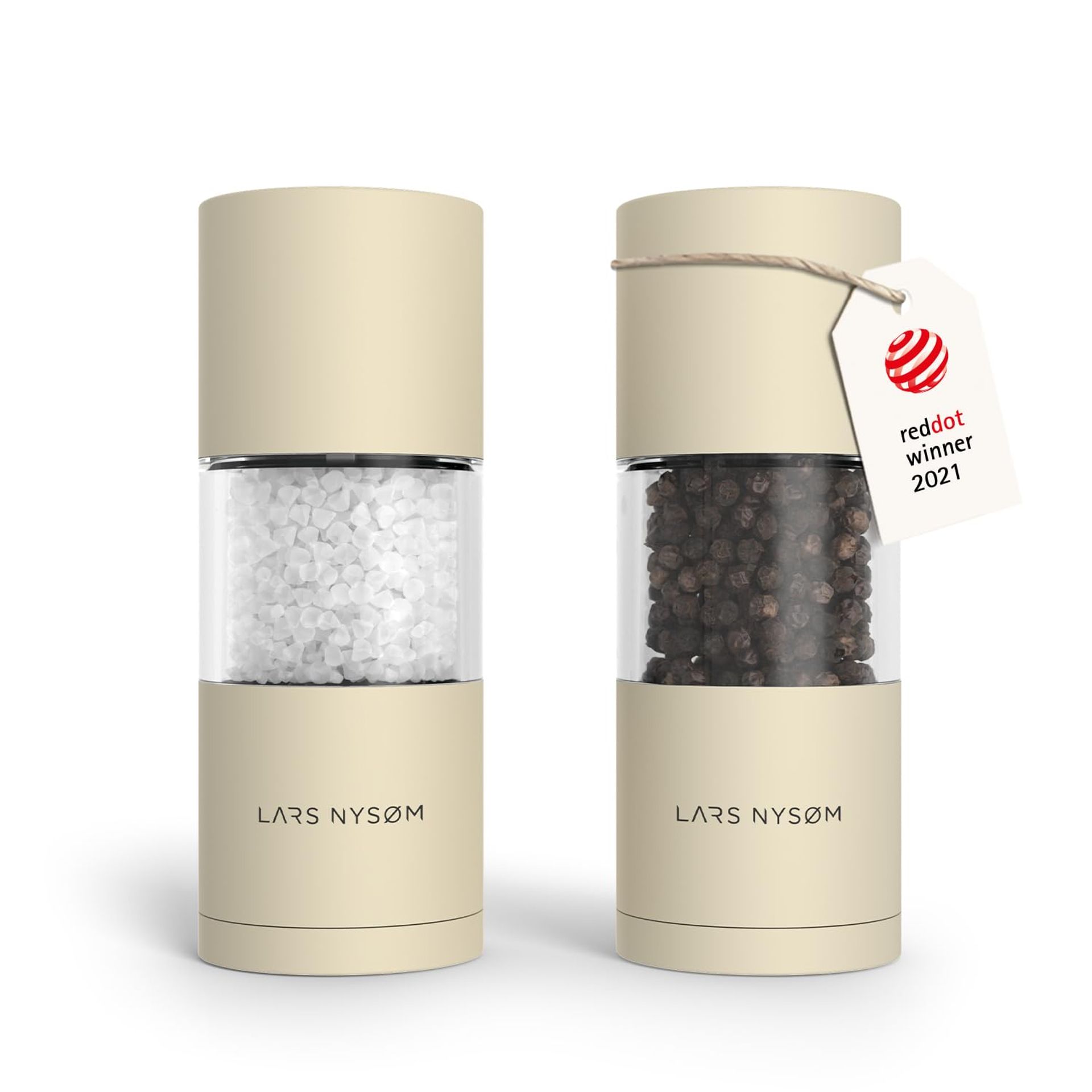Salt and Pepper Grinder Set Manual Mills Adjustable Ceramic Grinder with Lid - Creamy Peach Set of Two