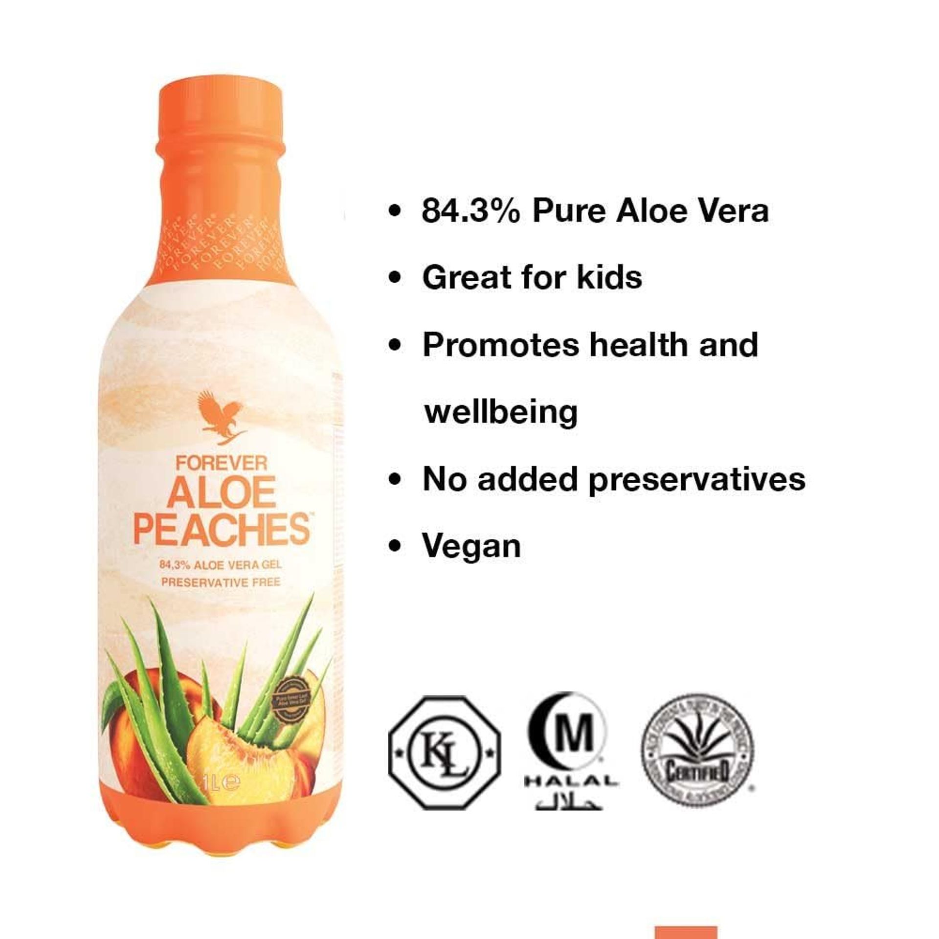Aloe Peaches Flavoured Aloe Vera Gel 83.4% Pure Inner Leaf, Vitamin C, Ve
