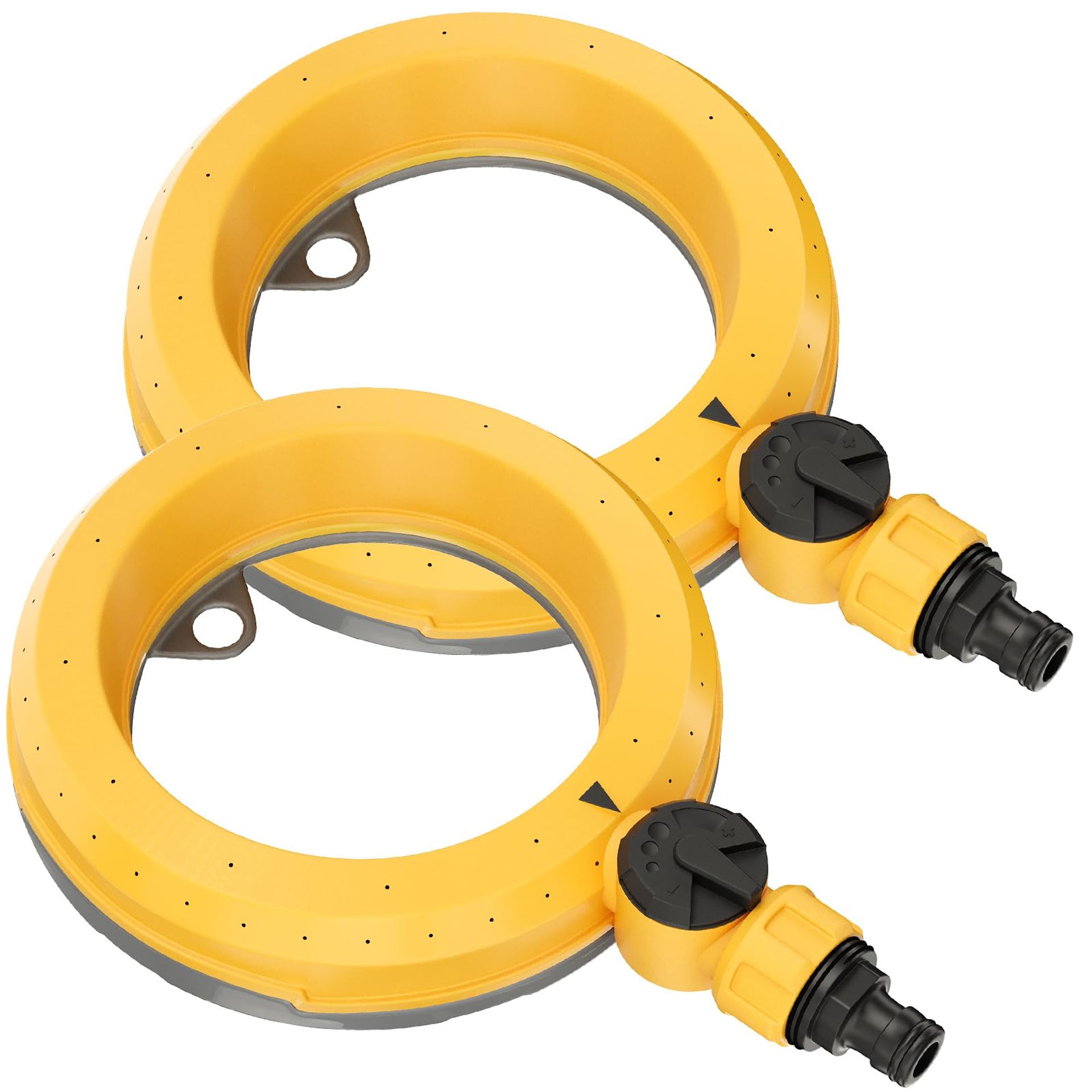 Ring Base Sprinkler Set 2 Pack 360° Adjustable Garden Lawn Watering System for Small to Medium Areas - Yellow FH-DE-Ring-Sprinkler