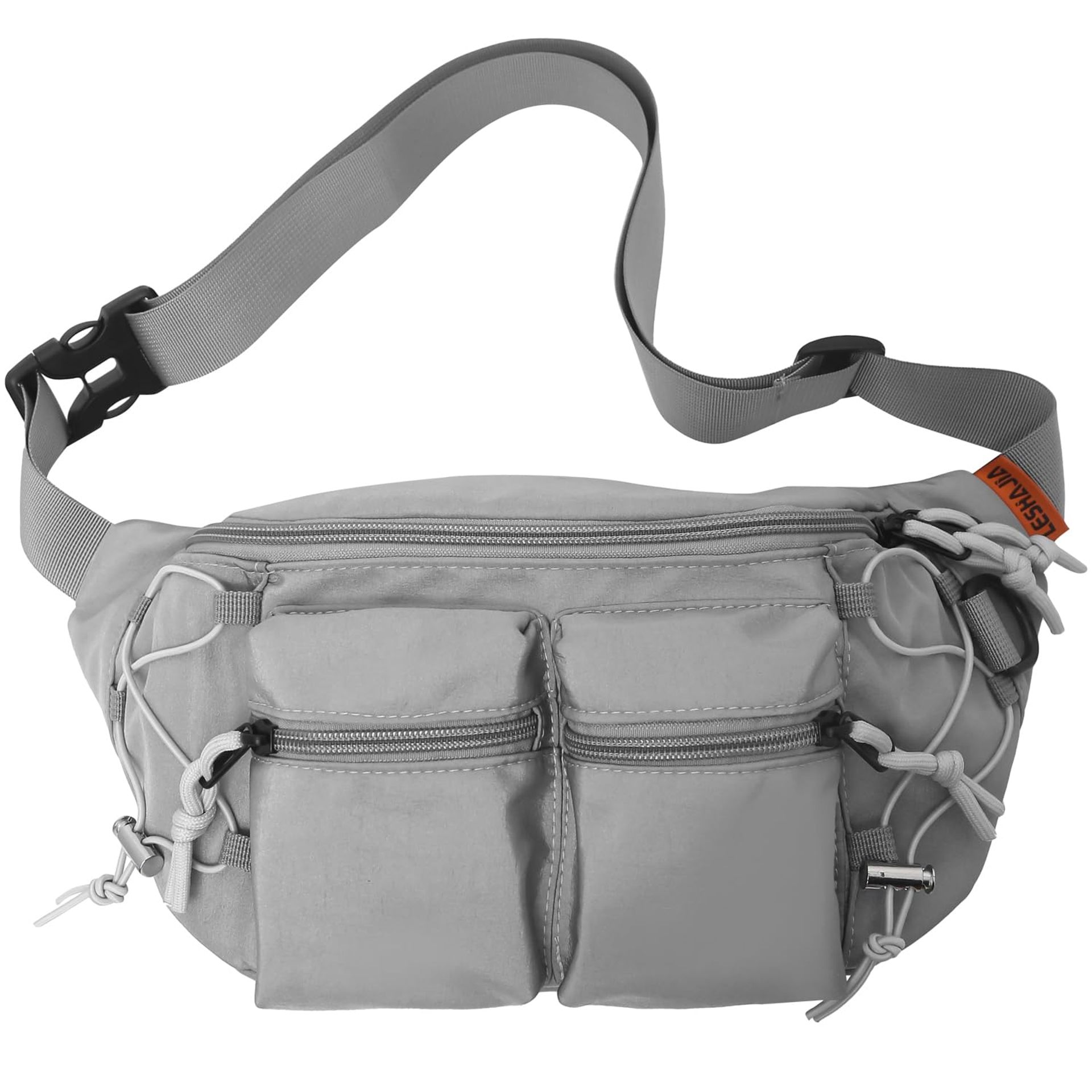 Bumbag Waist Fanny Pack for Men and Women with Adjustable Strap Ideal for Travel, Hiking, Running and Cycling - Grey JHX313