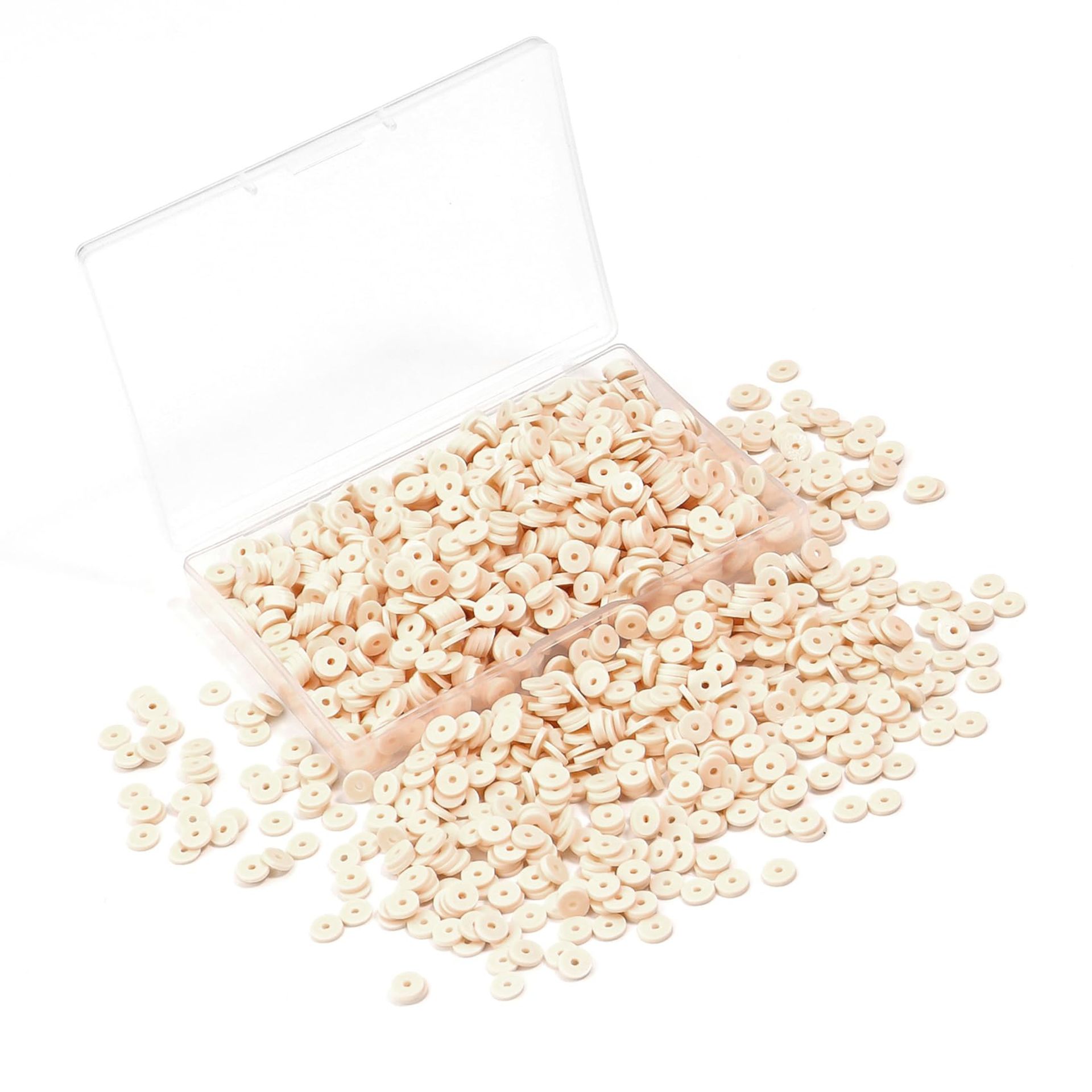 1000pcs Cosmic Latte Heishi Clay Beads 6mm for Jewellery Making - Waterproof & Durable