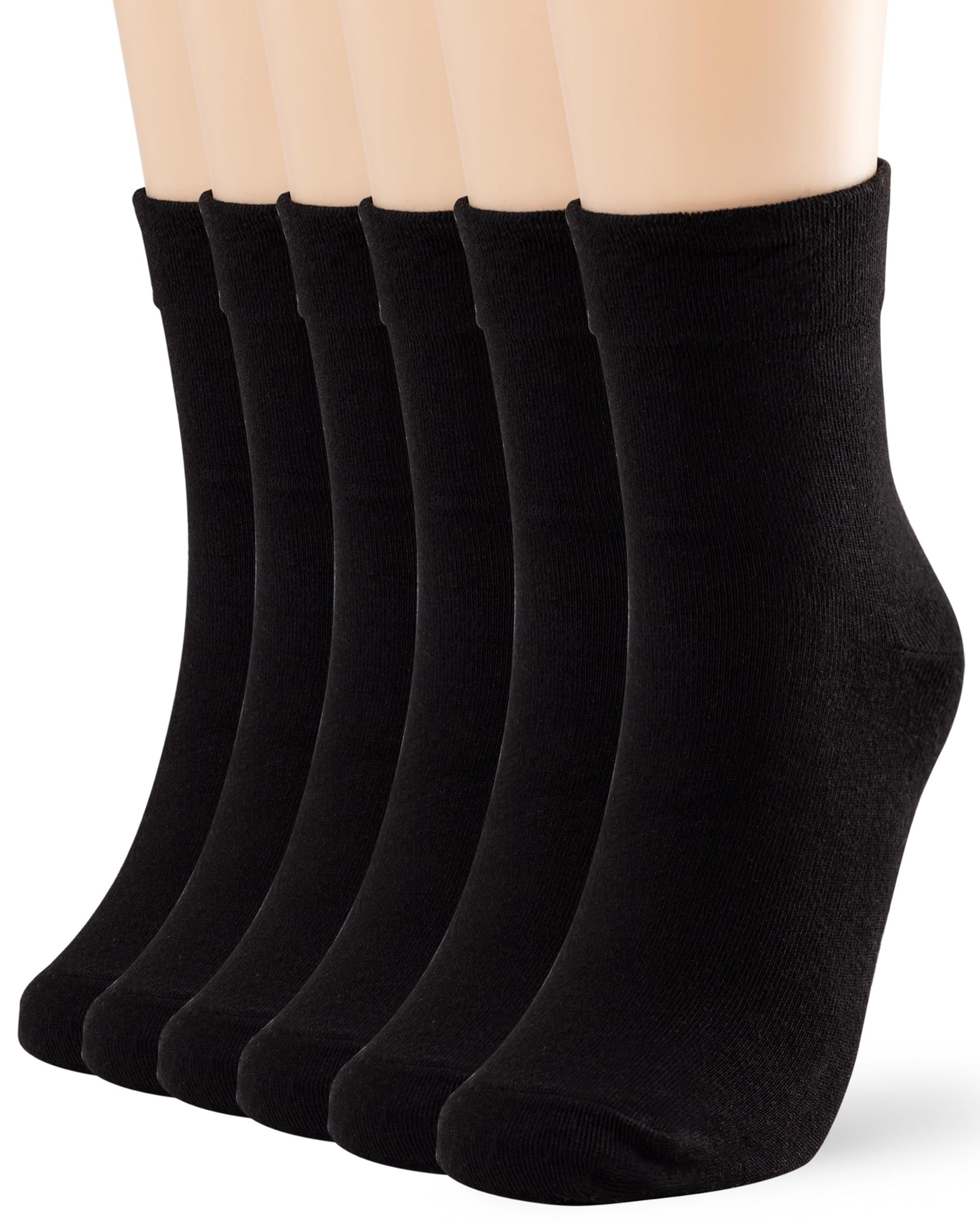 Unisex Cotton Crew Dress Socks Soft Breathable Casual Everyday Wear - Black 4-8