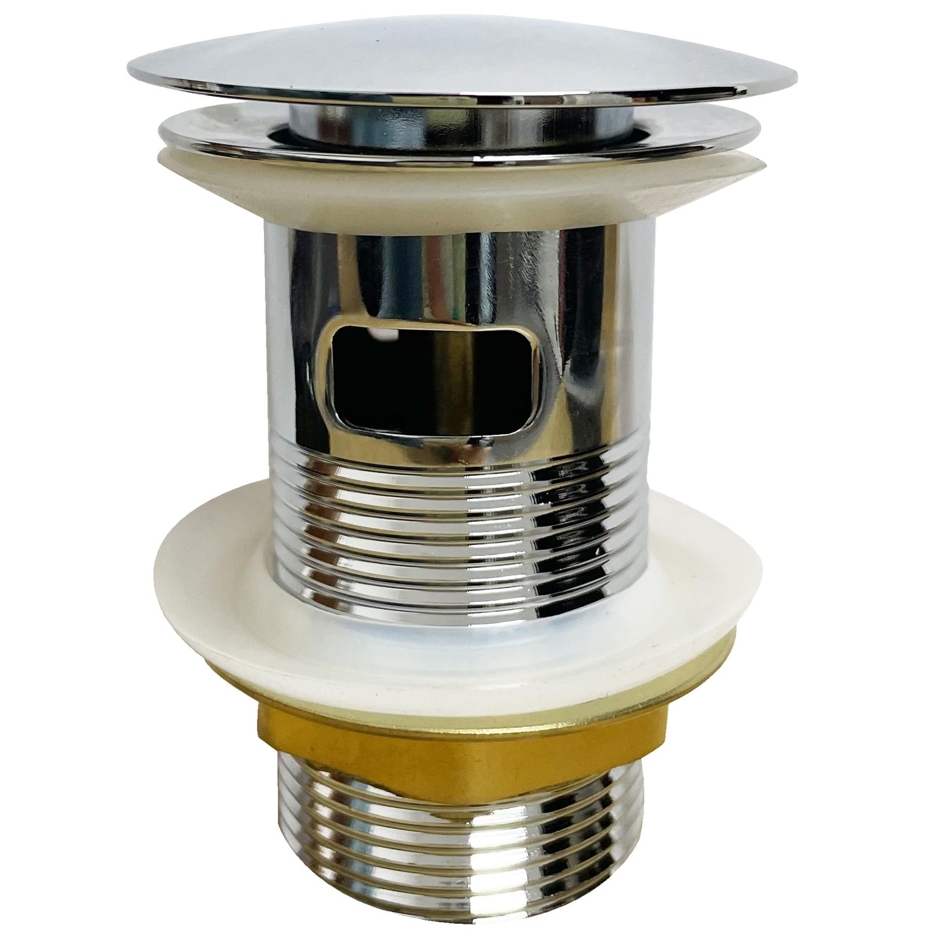 Durable Pop-up Basin Drain with Overflow - Easy Install Slotted Click Clack Sink Waste Chrome