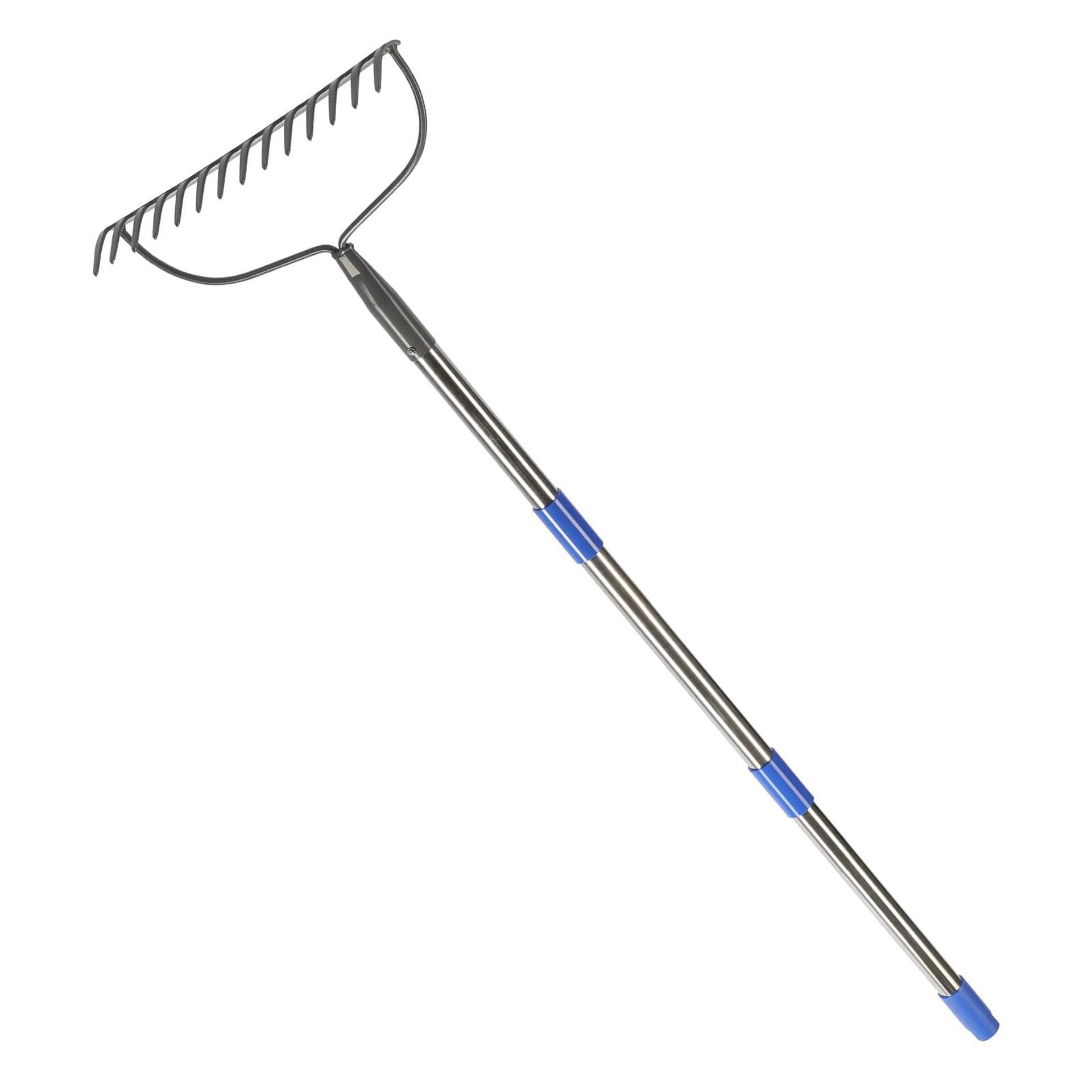 Heavy Duty Bow Rake with 14 Tines - 192cm Stainless Steel Handle for Gardening & Landscaping