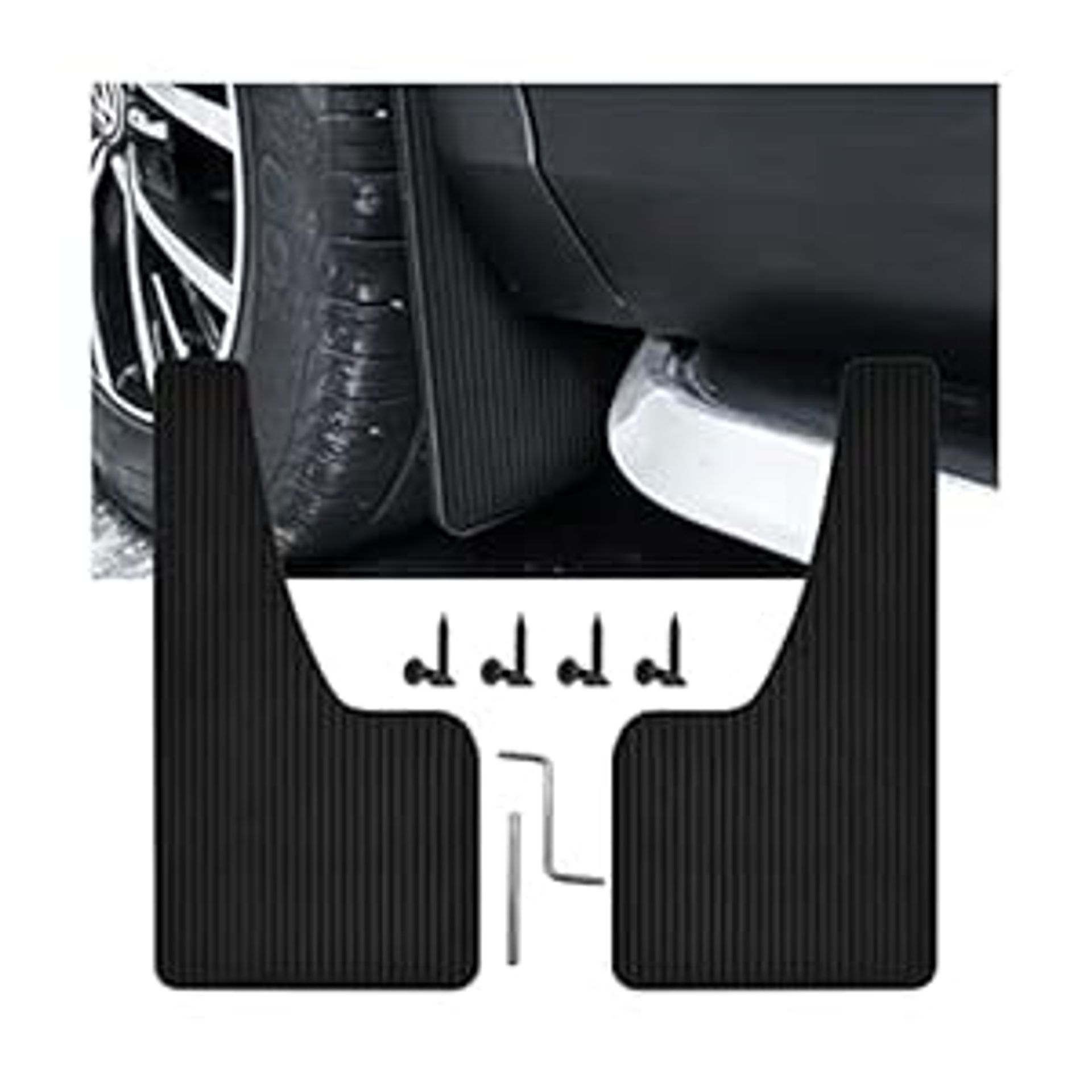 Universal Car Mud Flaps Set 2pcs PVC Splash Guards with Screws for Front and Rear Protection - Black 23×43cm