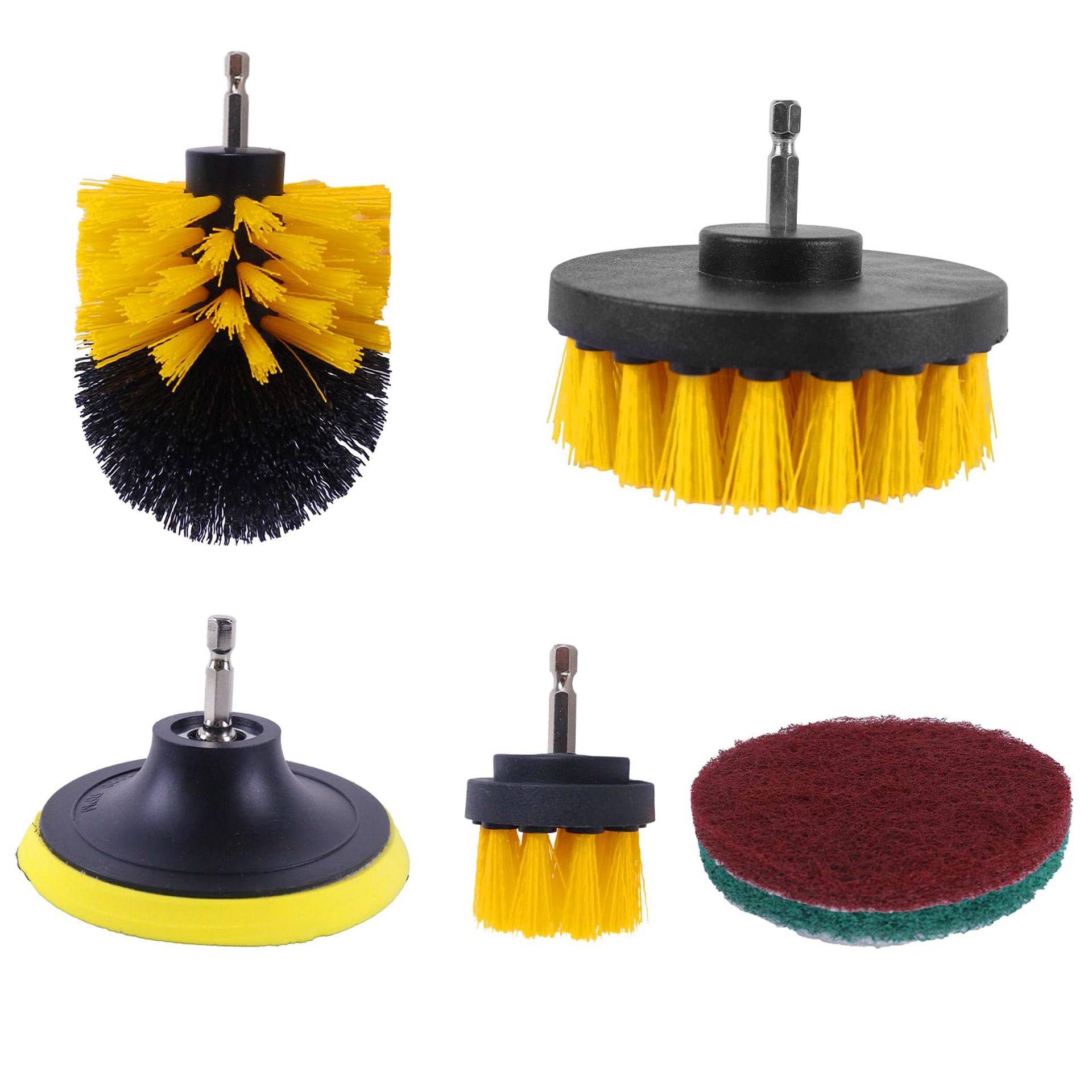 AUMAYCO Drill Brushes for Cleaning, 6 Pack Drill Brush Attachment, All Purpose Drill Scrub Brushes Kit, Great for Cleaning Cars, Carpets, Bathroom, Showers, Floor, Grout, Pipe, Toilet, Tile, Kitchen