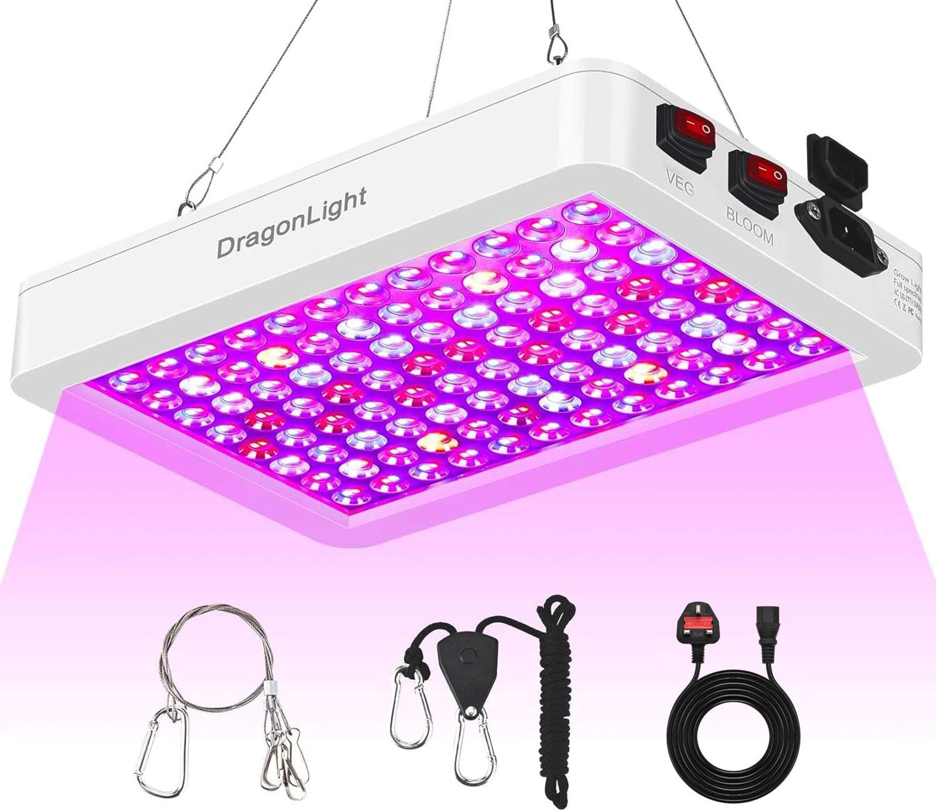 Upgraded BW1000 LED Grow Light Full Spectrum with Dual Chips & 3m Cable for Indoor Plants, Vegetables & Flowers