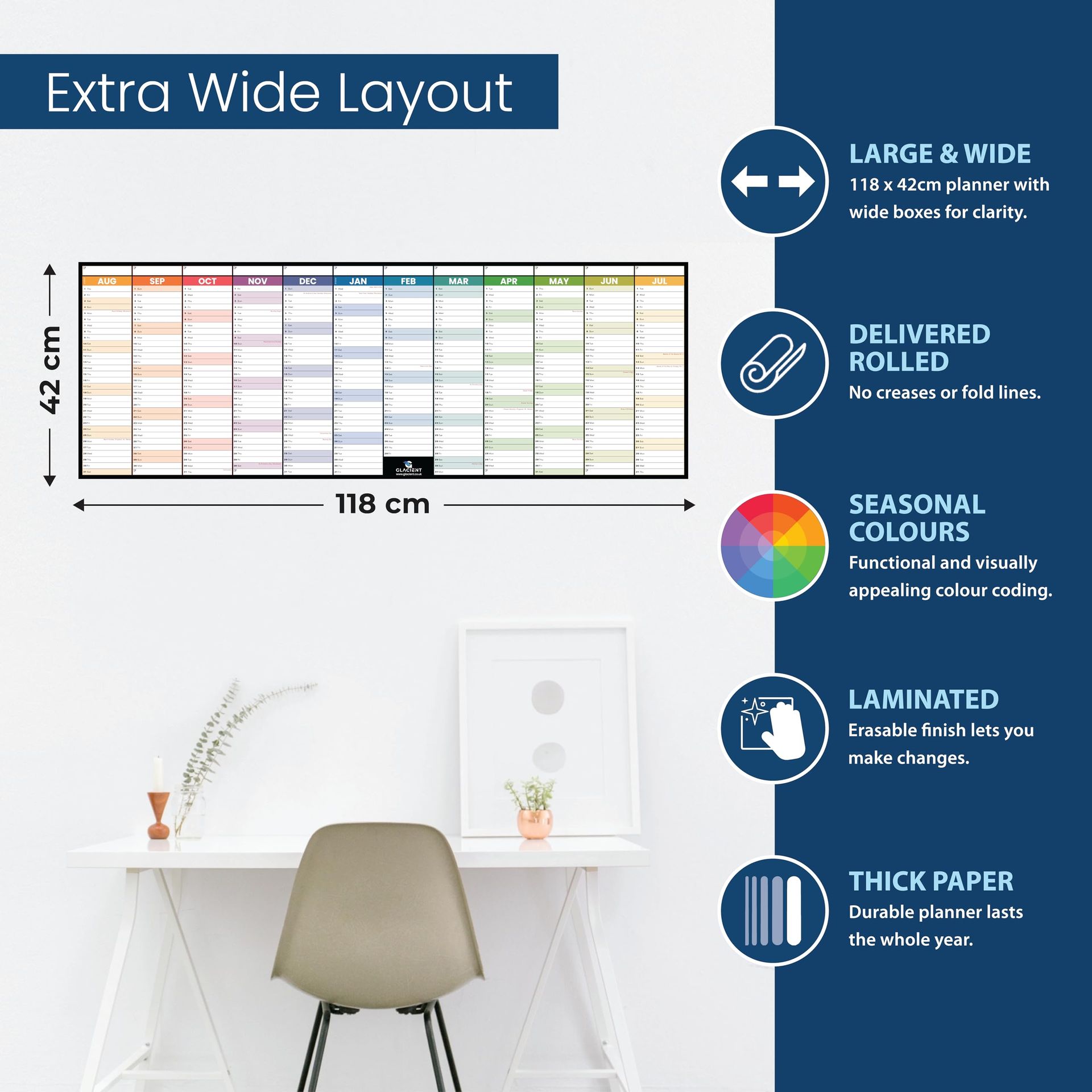 Academic Wall Planner 2025/2026 – A1 Dry Erase Mid Year Wall Planner 2025-2026 - 12 Month Office, University, School, Teacher Calendar 25/26 – Folded Boxes Edition - View #11