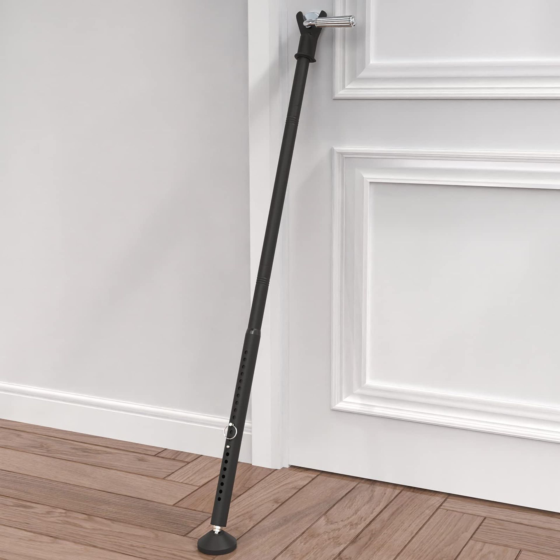 Adjustable Door Security Bar for Home, Hotel & Patio Sliding Doors - Removable Frosted Black Jammer Lock