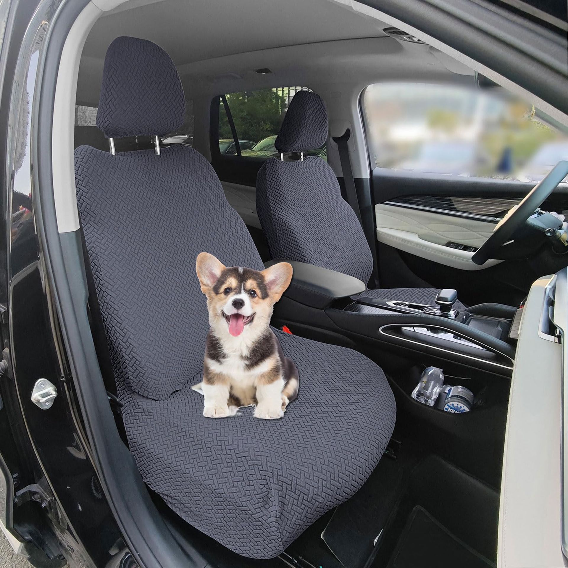 Universal Car Seat Covers 2 Pack Breathable All‑Season Protectors with Headrest Covers Fits Cars & SUVs - Dark Grey