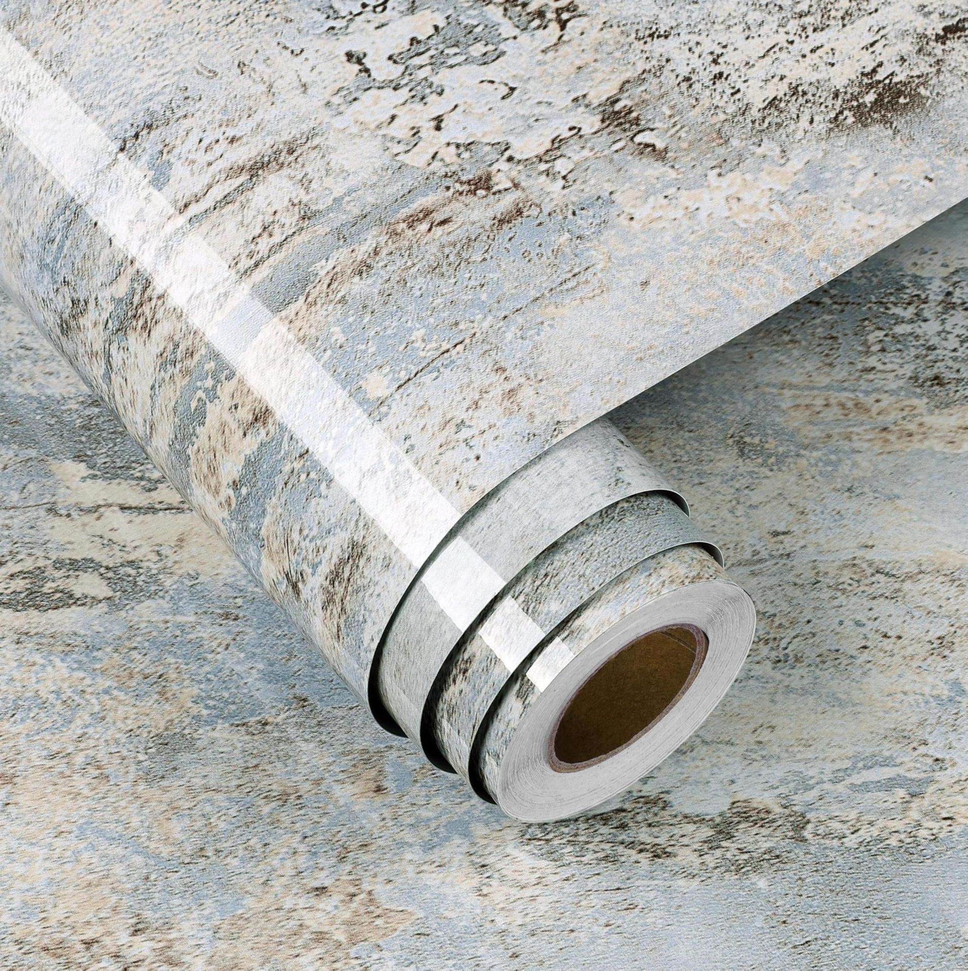 Peel and Stick Wood Effect Wallpaper Self Adhesive Vinyl for Kitchen, Worktops, and Furniture - Blue Grey 60x500cm