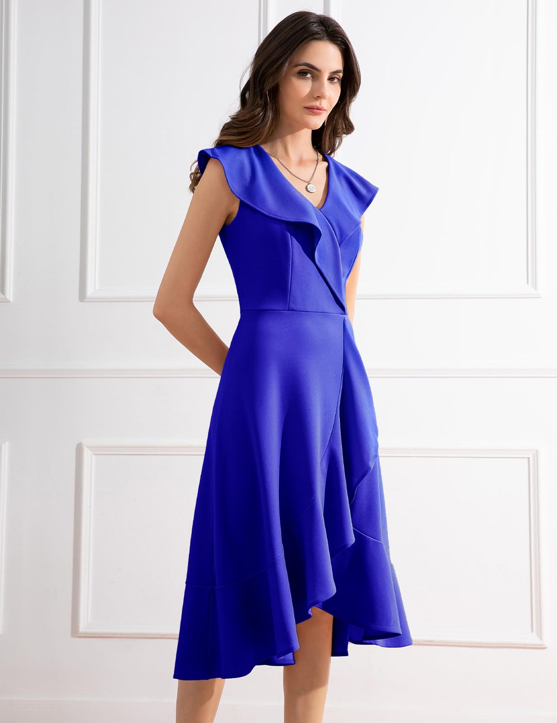 Meetjen Women'S Elegant Cocktail Dress For Wedding Guest Fit And Flare Te