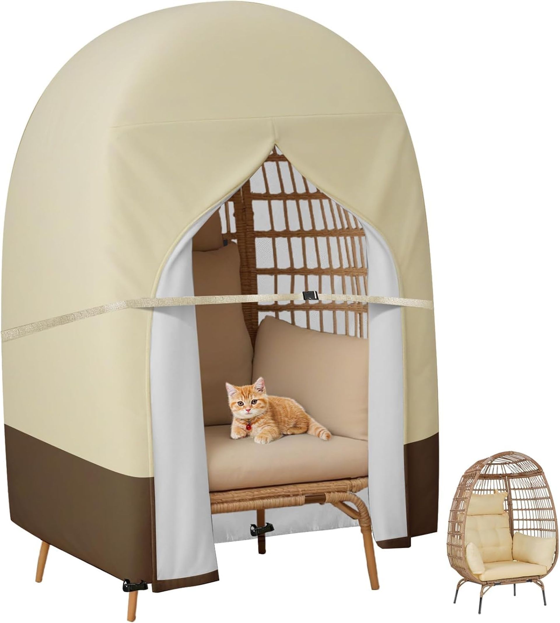 Double Egg Chair Cover Waterproof UV Resistant 420D Oxford Fabric Outdoor Swing Seat Protector 230x200cm - Beige