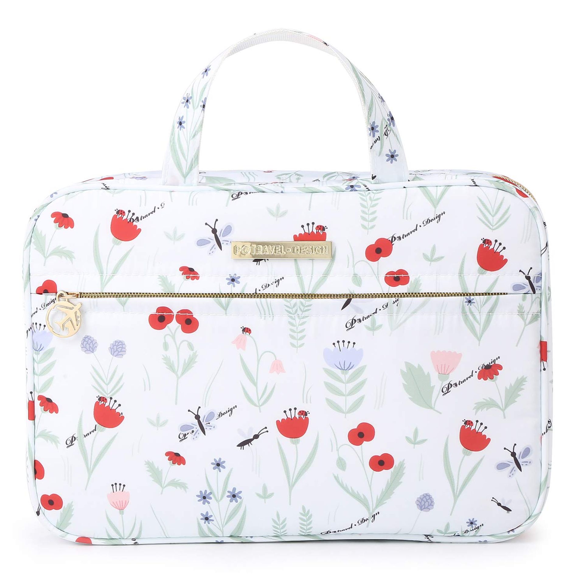 Hanging Toiletry Bag & Travel Makeup Organiser for Women, Large Floral Wash Bag with Compartments & Hook