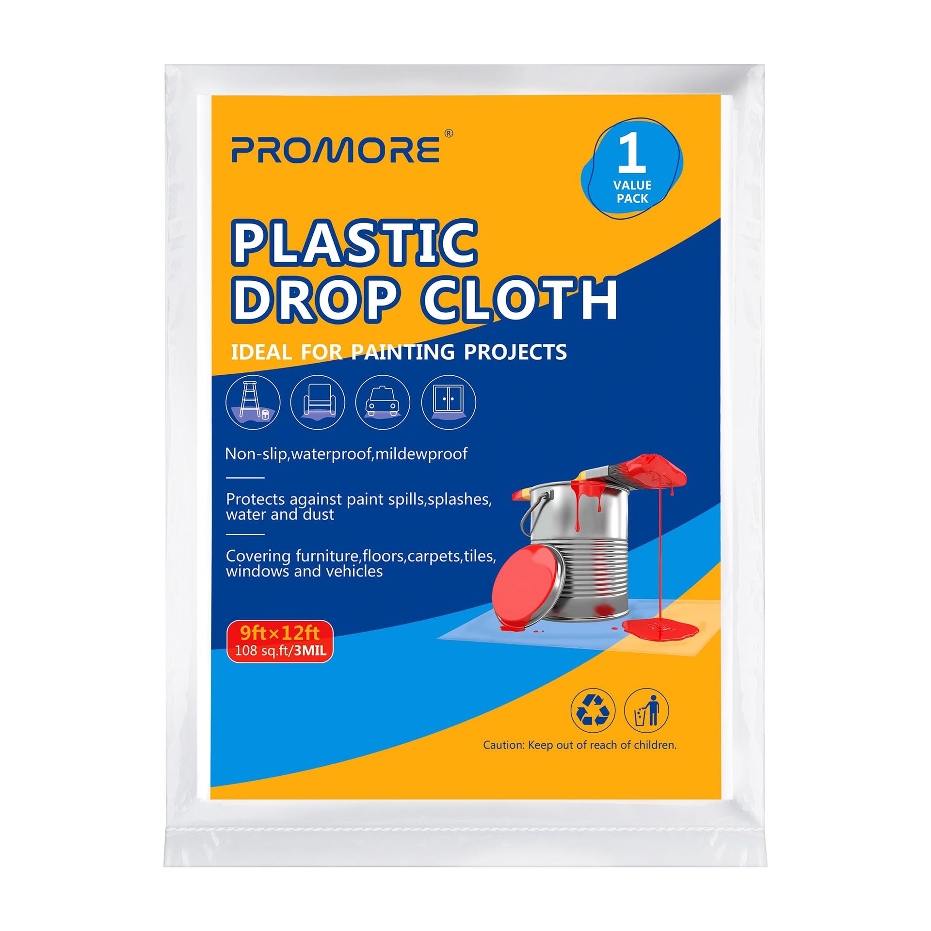 Plastic Dust Cover Sheet for Decorating 3.66 x 2.74m - Waterproof & Tear-Resistant