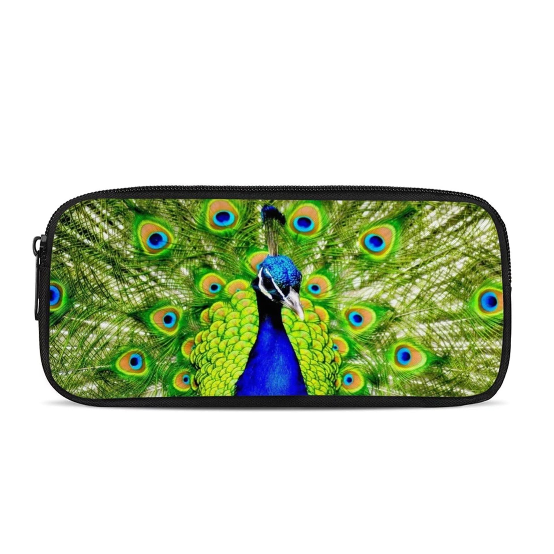 Elegant Peacock Print Pencil Case Pen Holder Office Organiser Pouch for Teens and Kids - Peacock K