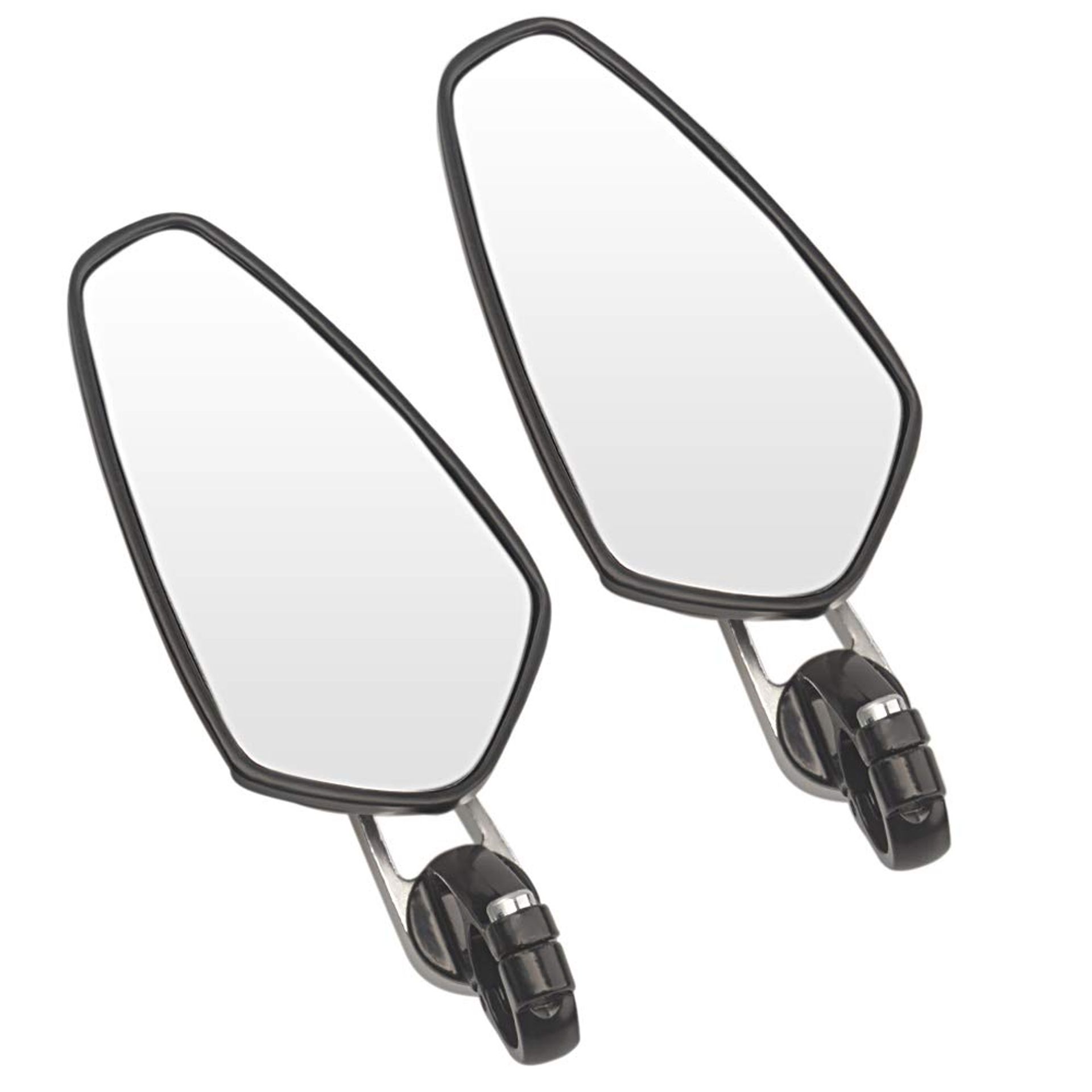 Motorcycle Bar End Rear View Mirrors Wide Angle Anti-Glare Adjustable - Silver 7/8"