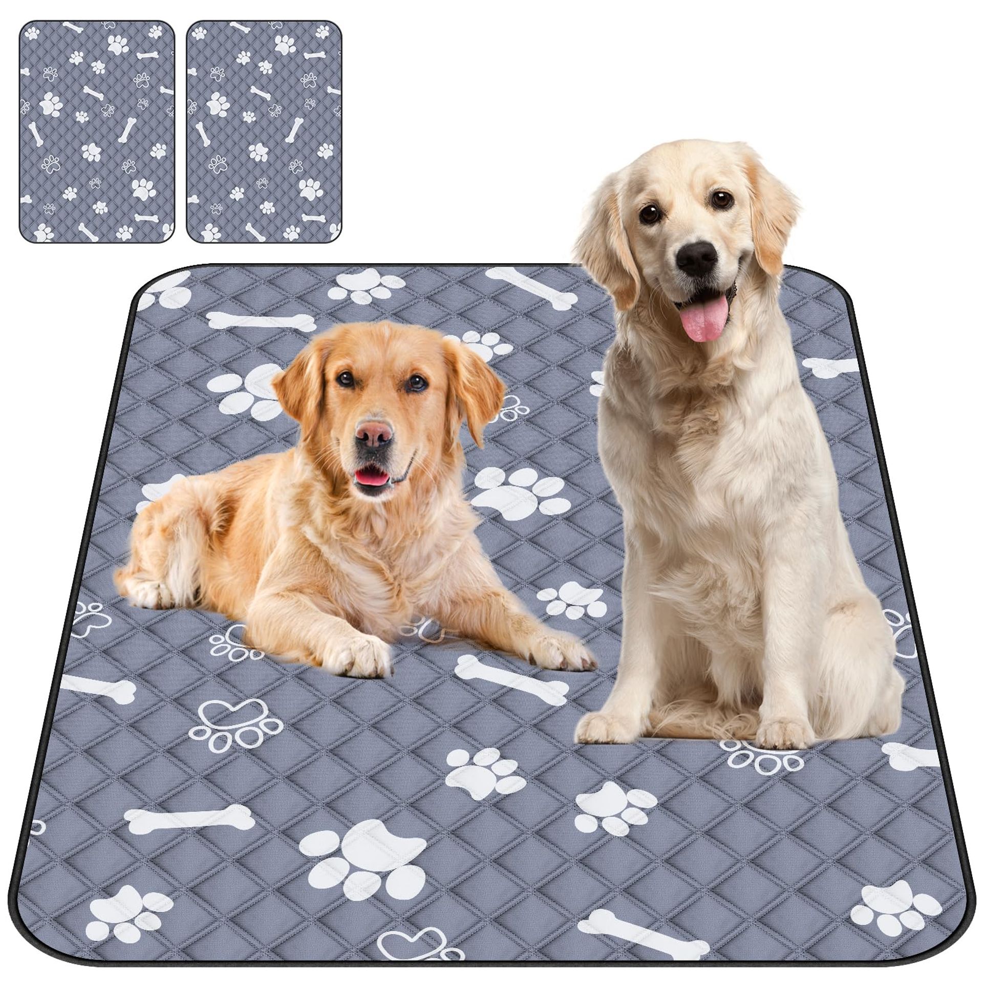 Washable Puppy Pads 2 Pack Reusable Waterproof Training Mats Non-Slip - Grey 70x100cm