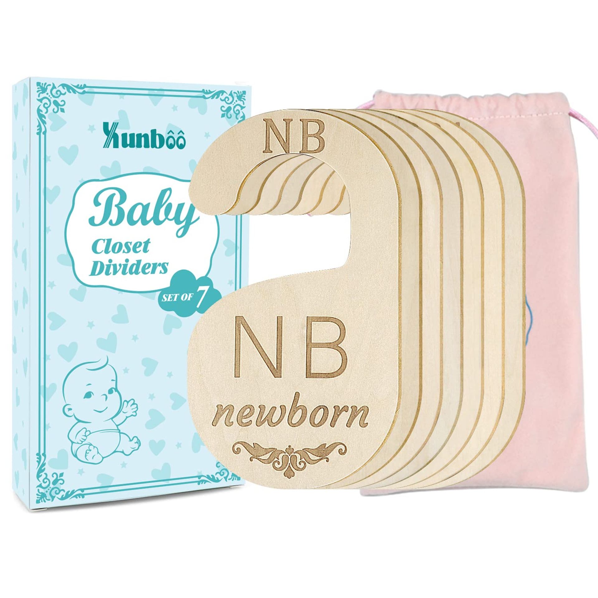 Wooden Baby Closet Dividers Double-Sided Thick Organiser Set of 7 Age Markers Gift Wrapped - Classic One Size