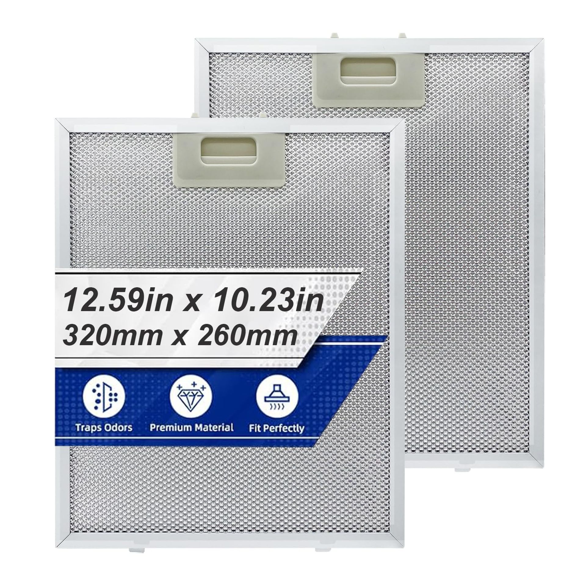 High-Performance 2Pcs Cooker Hood Filter - 5-Layer Aluminium Mesh, Easy to Clean, 320×260mm