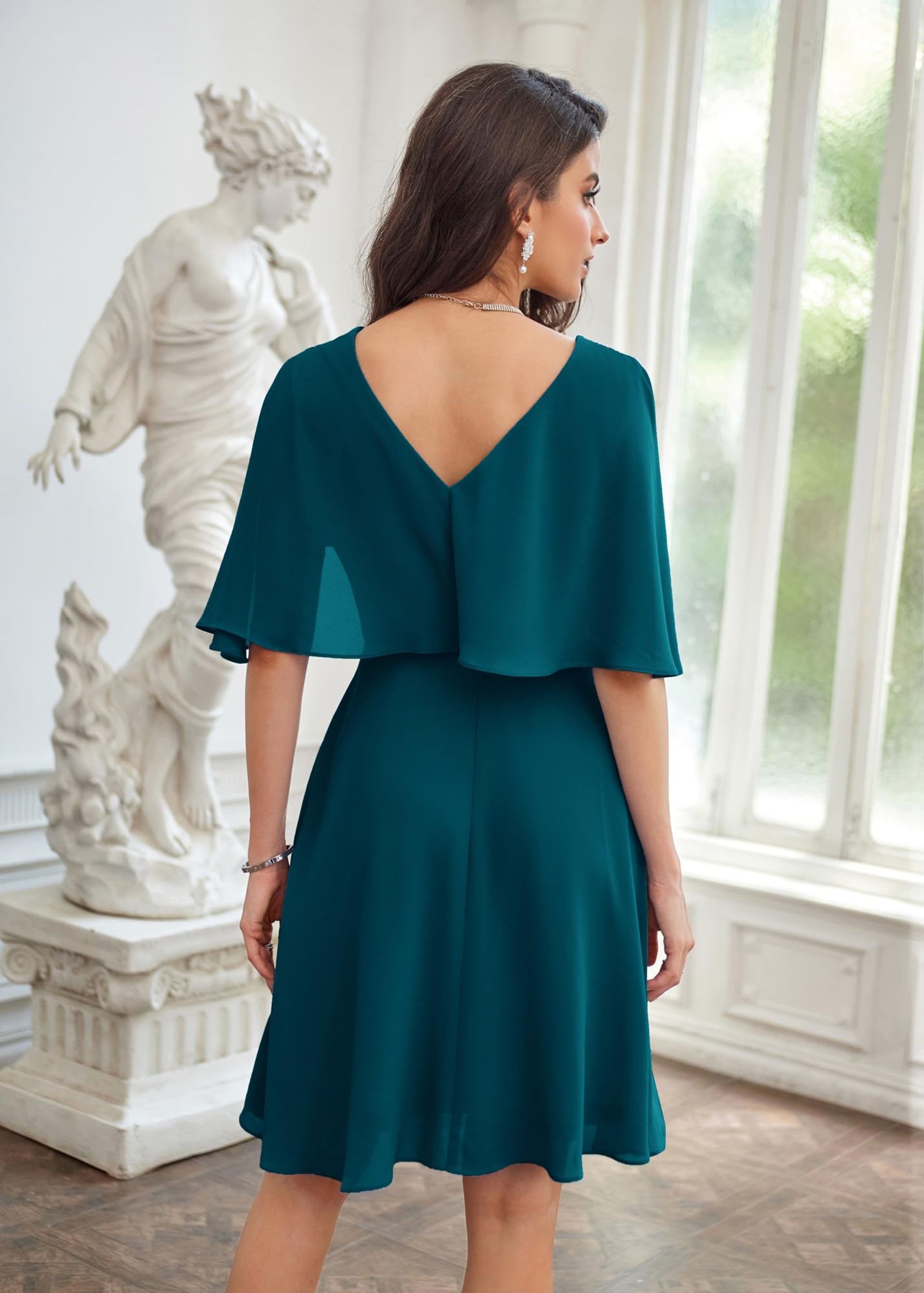 Jersey midi-jurk, A-lijn, V-hals, halve mouwen, fuchsiaroze | Happy Size
