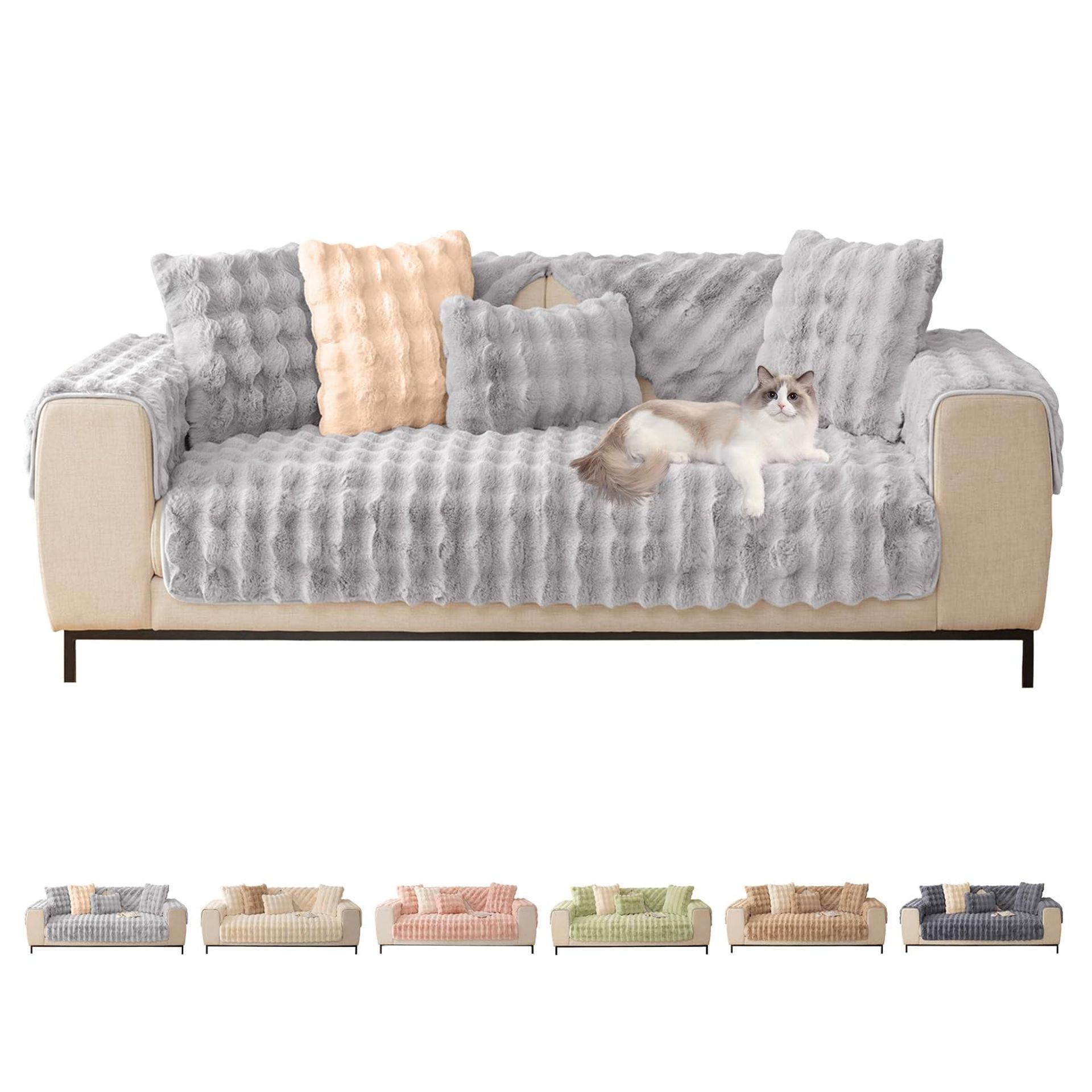 Stretch Sofa Covers for 1–4 Seater & L-Shape Sofas – Soft, Thick Slipcovers, Furniture Protector for Living Room – Light Grey
