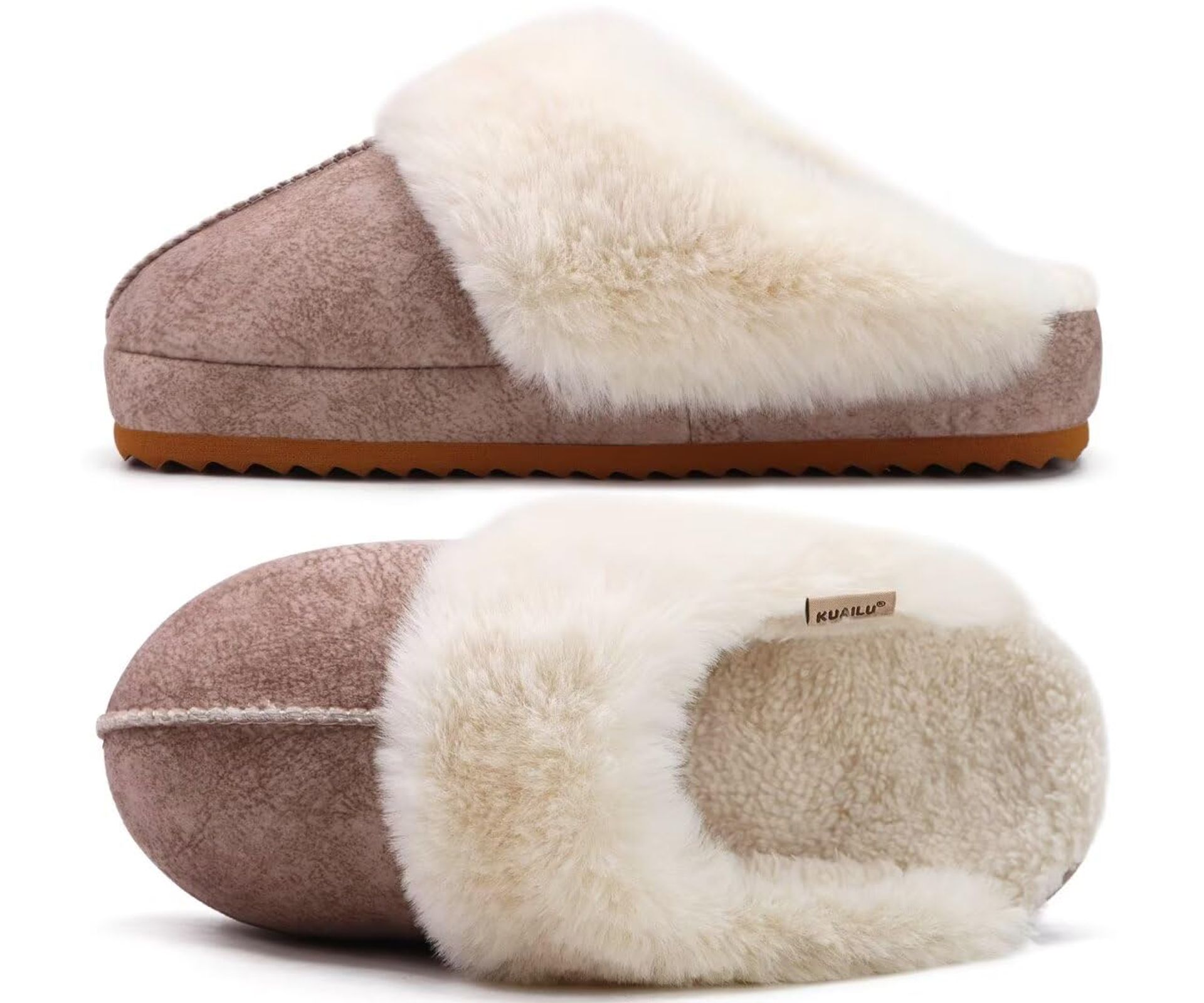 Women's Platform Slippers Faux Suede Memory Foam Cushioned Arch Support Indoor Outdoor Slip-On Comfort Shoes - Beige UK 6.5
