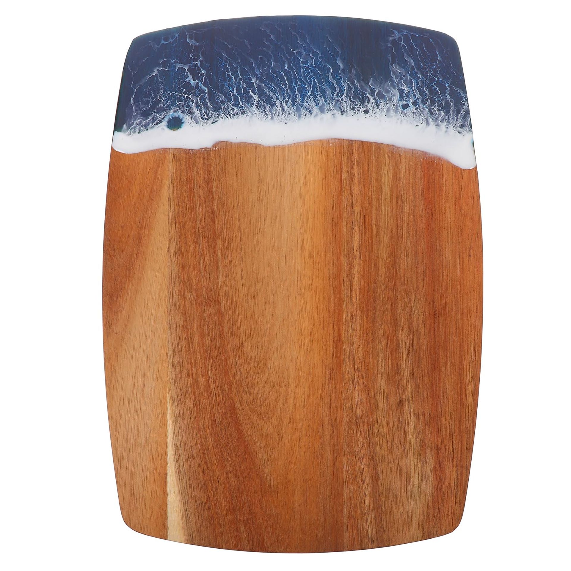 Acacia Wood Chopping Board with Wave Resin Design – Decorative Serving & Cutting Board, Ideal for Cheese, Bread & Meat – 30x20cm