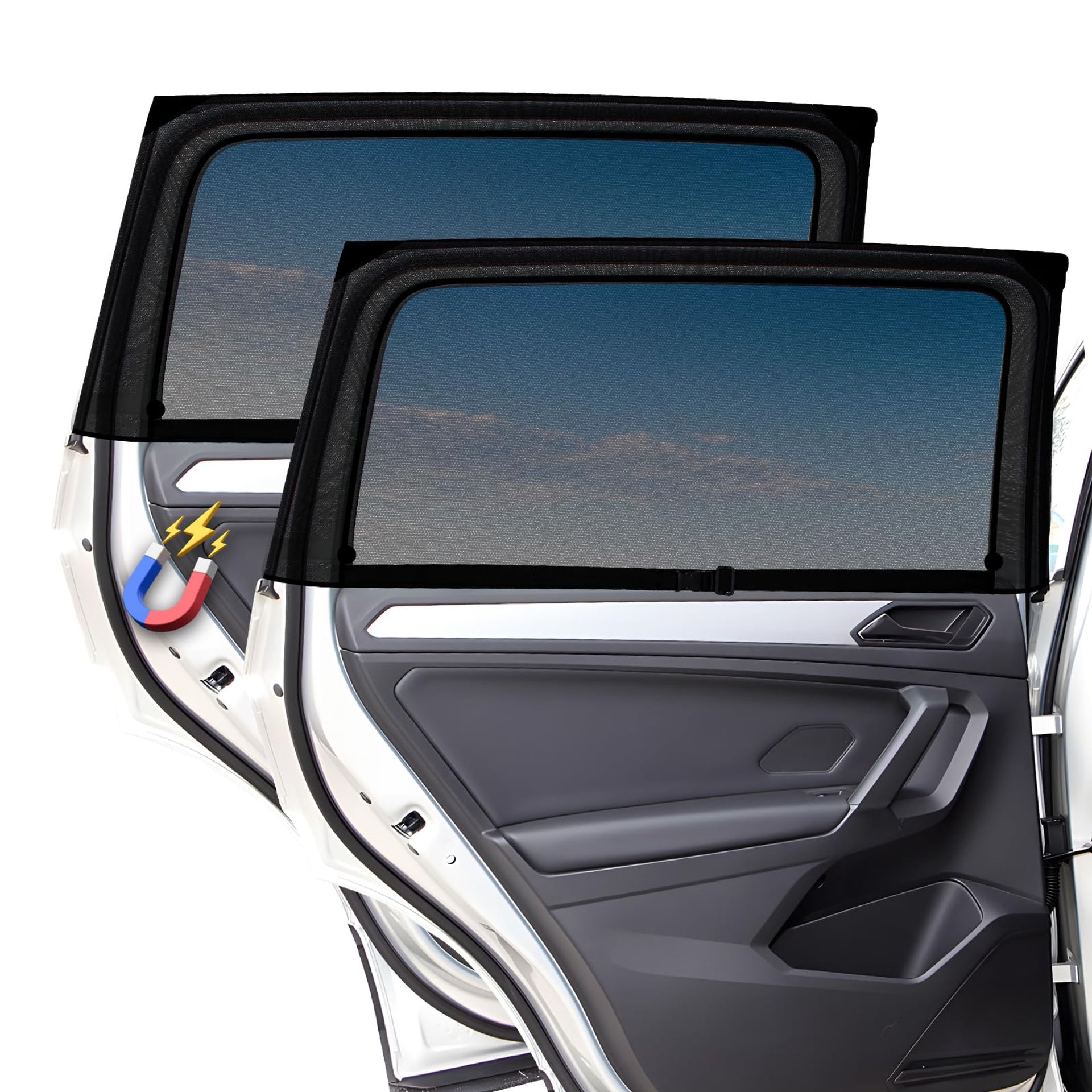 Car Window Shades for Baby with Magnetic Installation Sun Protection Insect Screen - Black Rear Side Window Type A