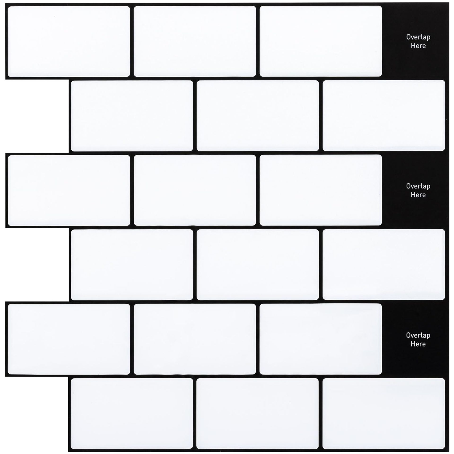 Peel and Stick Wall Tiles 3D PVC Stickers for Kitchen & Bathroom, Self Adhesive Vinyl Covers, White, 10 Sheets 30.5x30.5cm