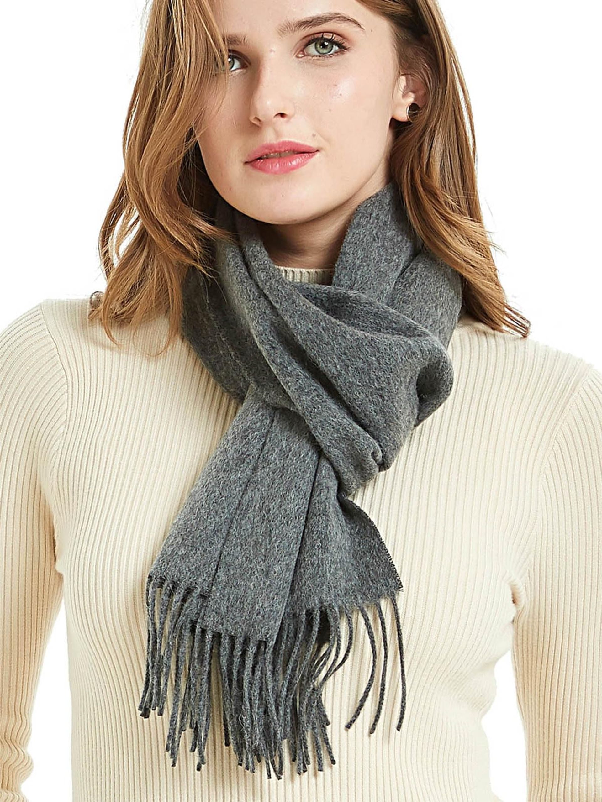 Women's & Men's Wool Scarf Soft Warm Winter Wrap Comfortable Design - Black One Size