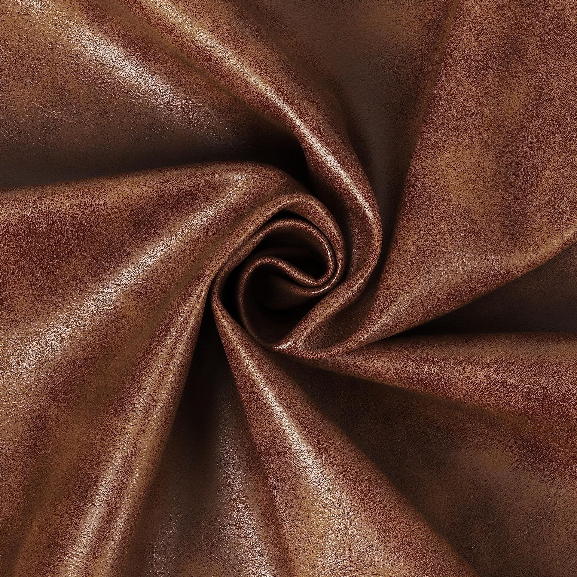 Brown PU Faux Leather Fabric by the Metre - Soft Synthetic Leatherette for Upholstery & Crafting (137cm Width)