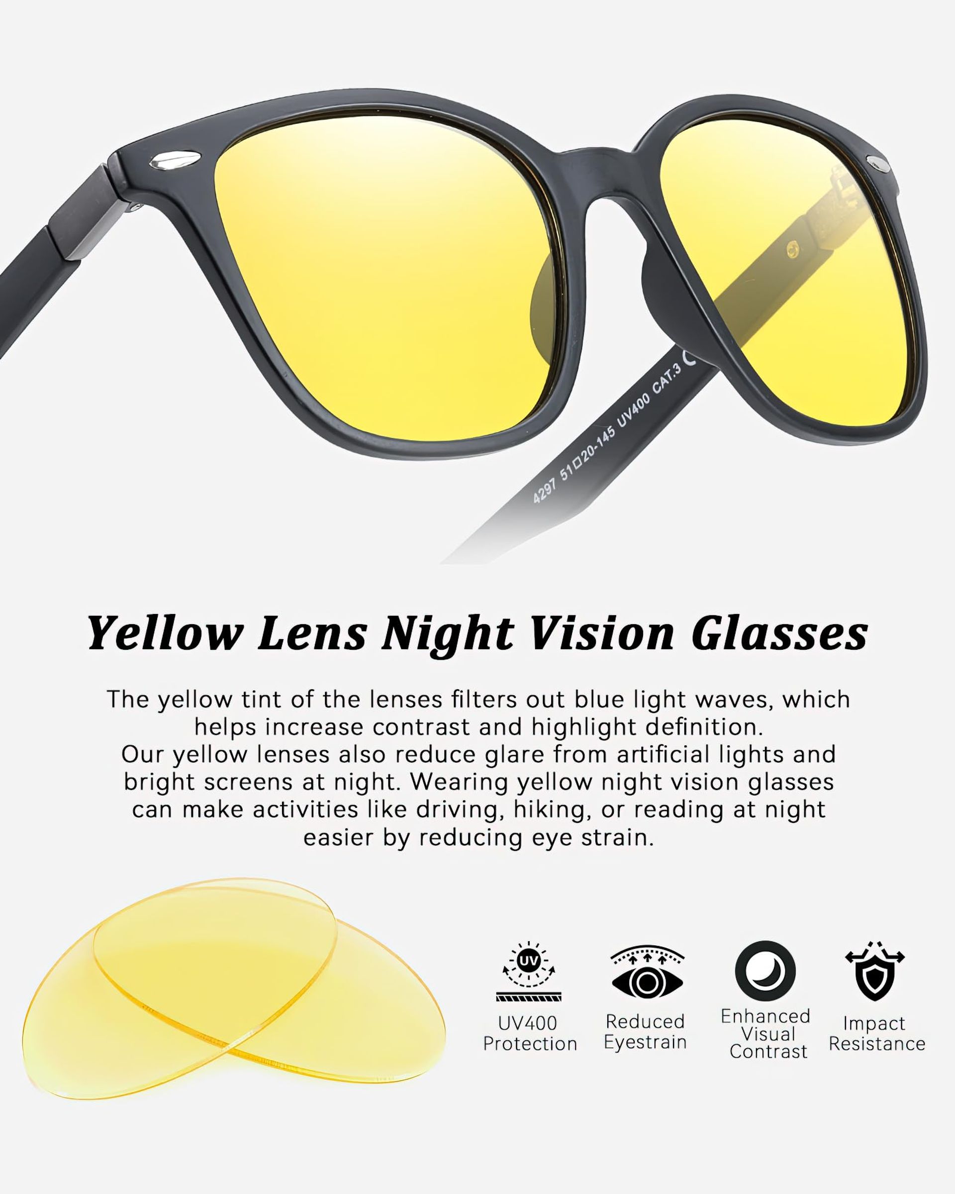 Mass Vision 'The Driver' Bifocal Sunglasses - 2-Pack With HD Amber Lenses, UV400, Reading Magnification For Driving