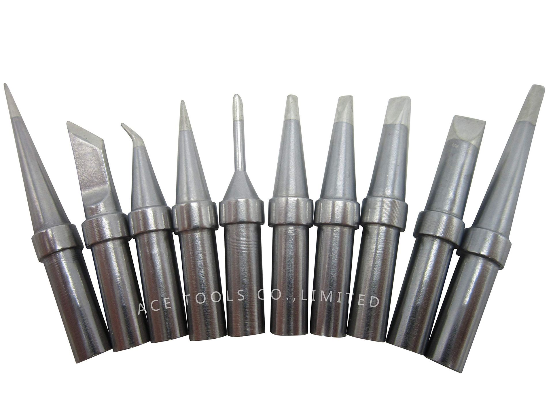 ET Series Replacement Soldering Iron Tips Set for Weller Stations 10 Piece - Different Shape Conical Chisel Bevel Knife