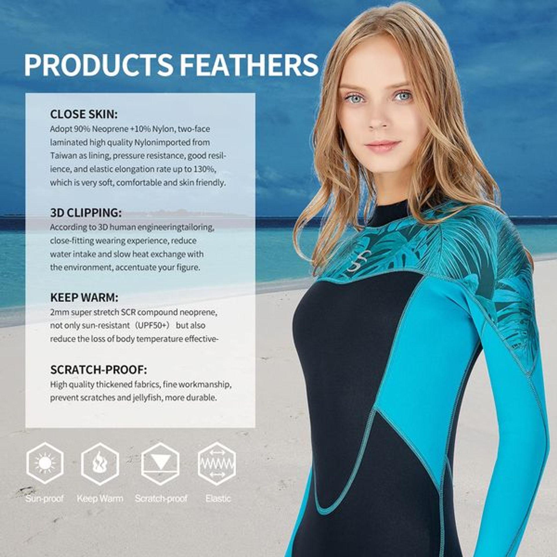 Warm 3Mm Neopreen Wetsuit Flexibele Een Stuk Voor