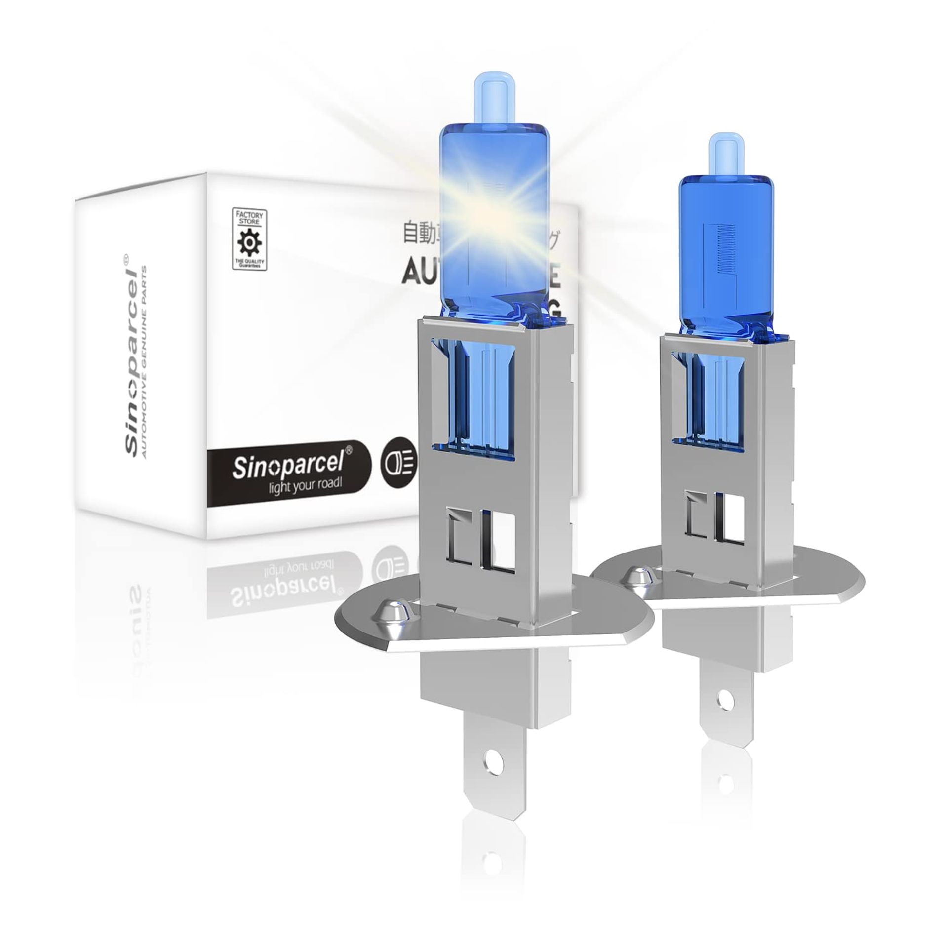 H1 Headlight Bulbs, 150% Brighter, 12V 55W 3800K, IP67 Waterproof, Easy Plug & Play, 2 Pack