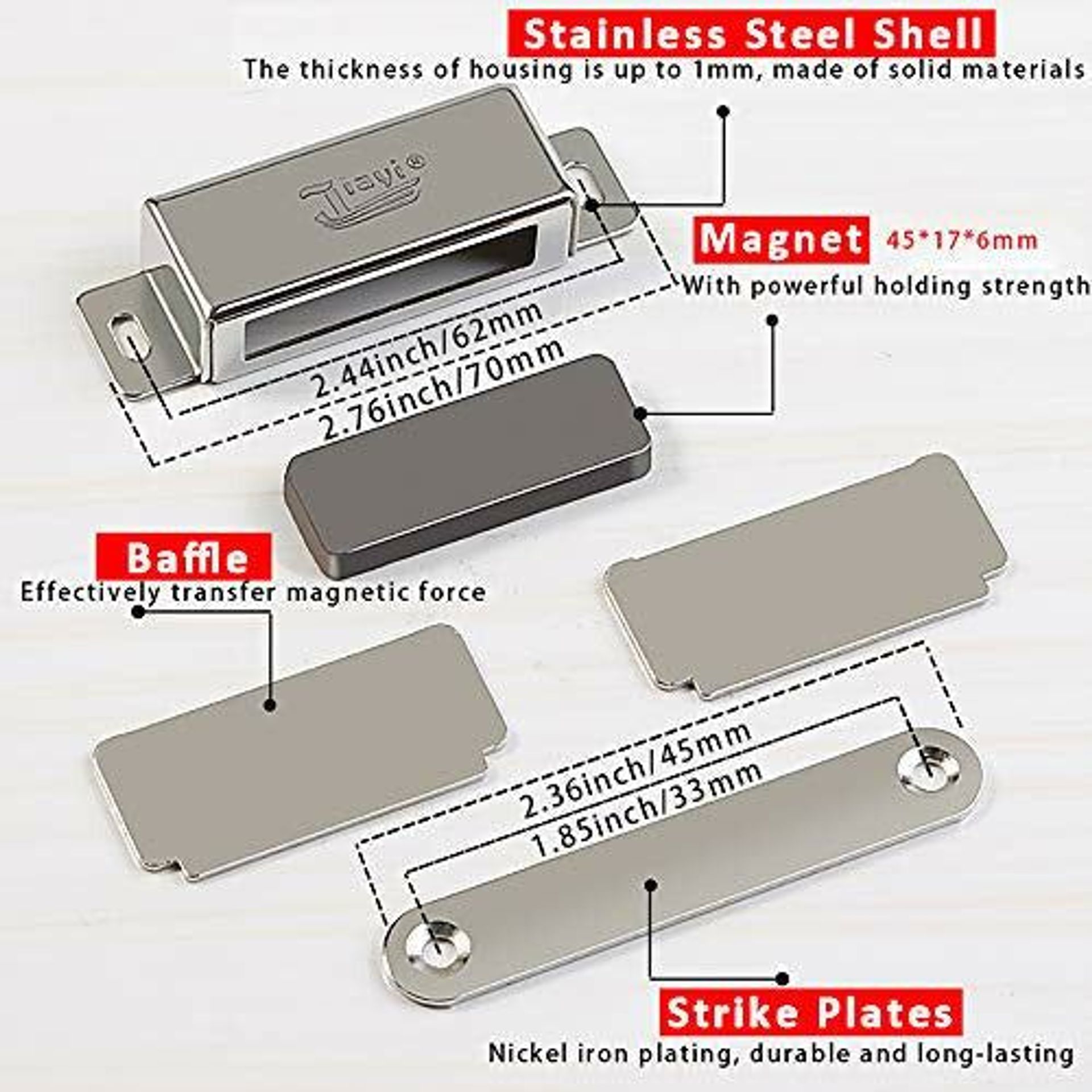 6 Pack Magnetic Door Catch Ultra Thin Cabinet Magnetic Catch Adhesive Black Cabinet Door Magnets For Cupboard Wardrobe Closet Magnetic Cabinet Latch - View #5