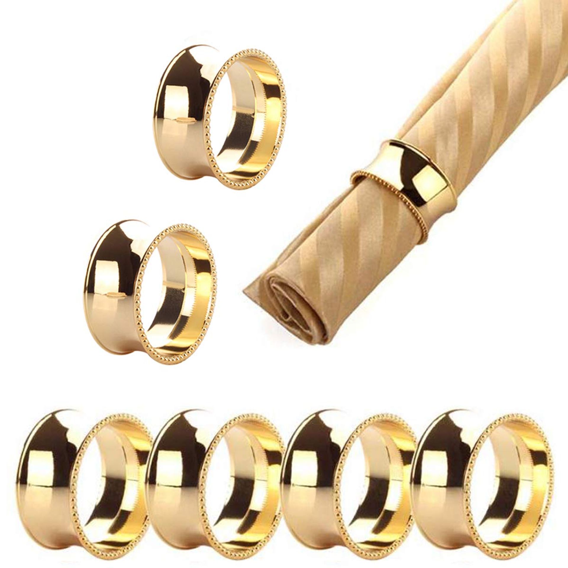 Techson Napkin Rings Set, Dinner Napkin Buckle Holder, Handmade Natural Metal Adornment, Creative Party Gatherings Wedding Table Decor(Gold, Spiral, 12 PCS)