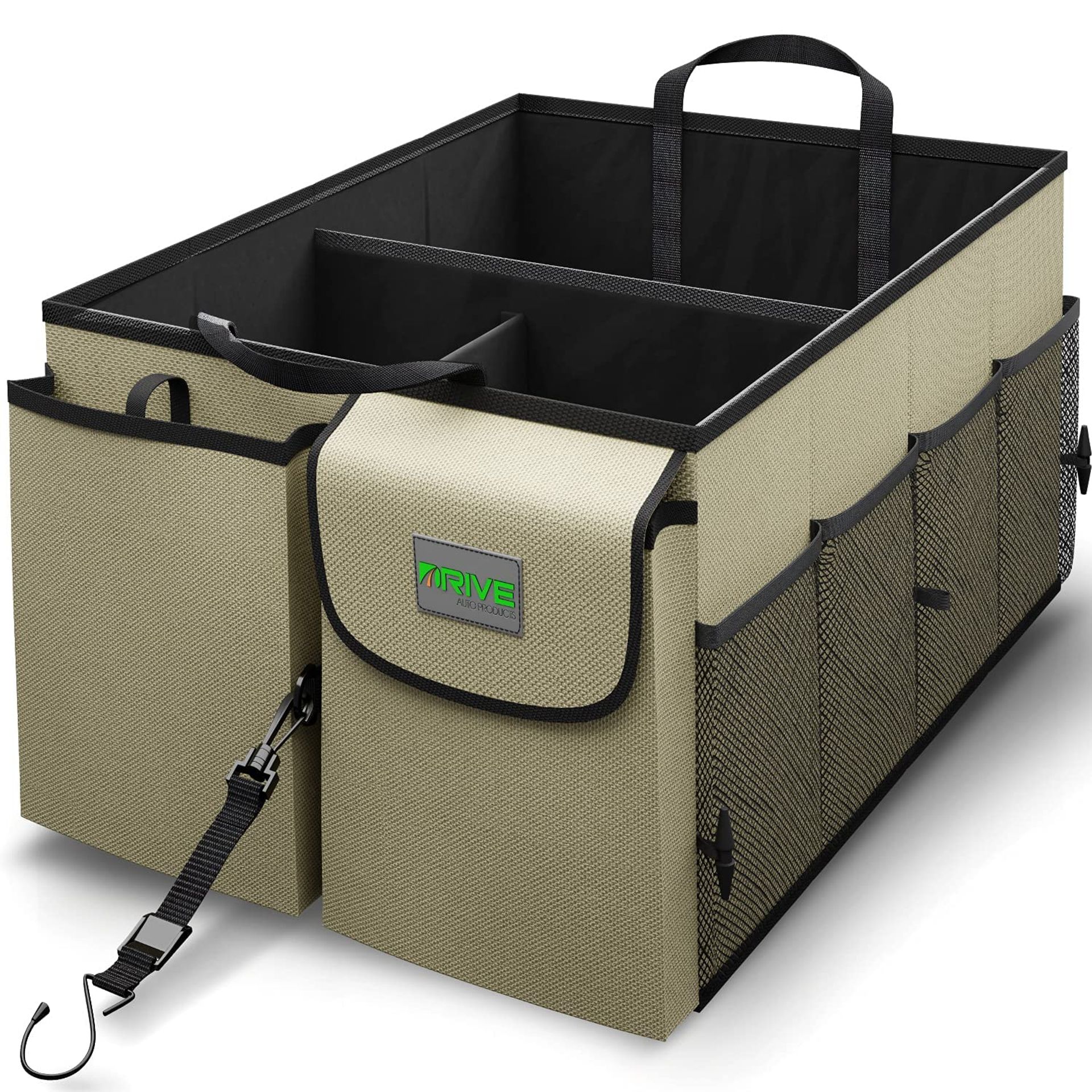 Robust Car Boot Organiser - Collapsible, Multi-Compartment Storage with Adjustable Straps & Handles