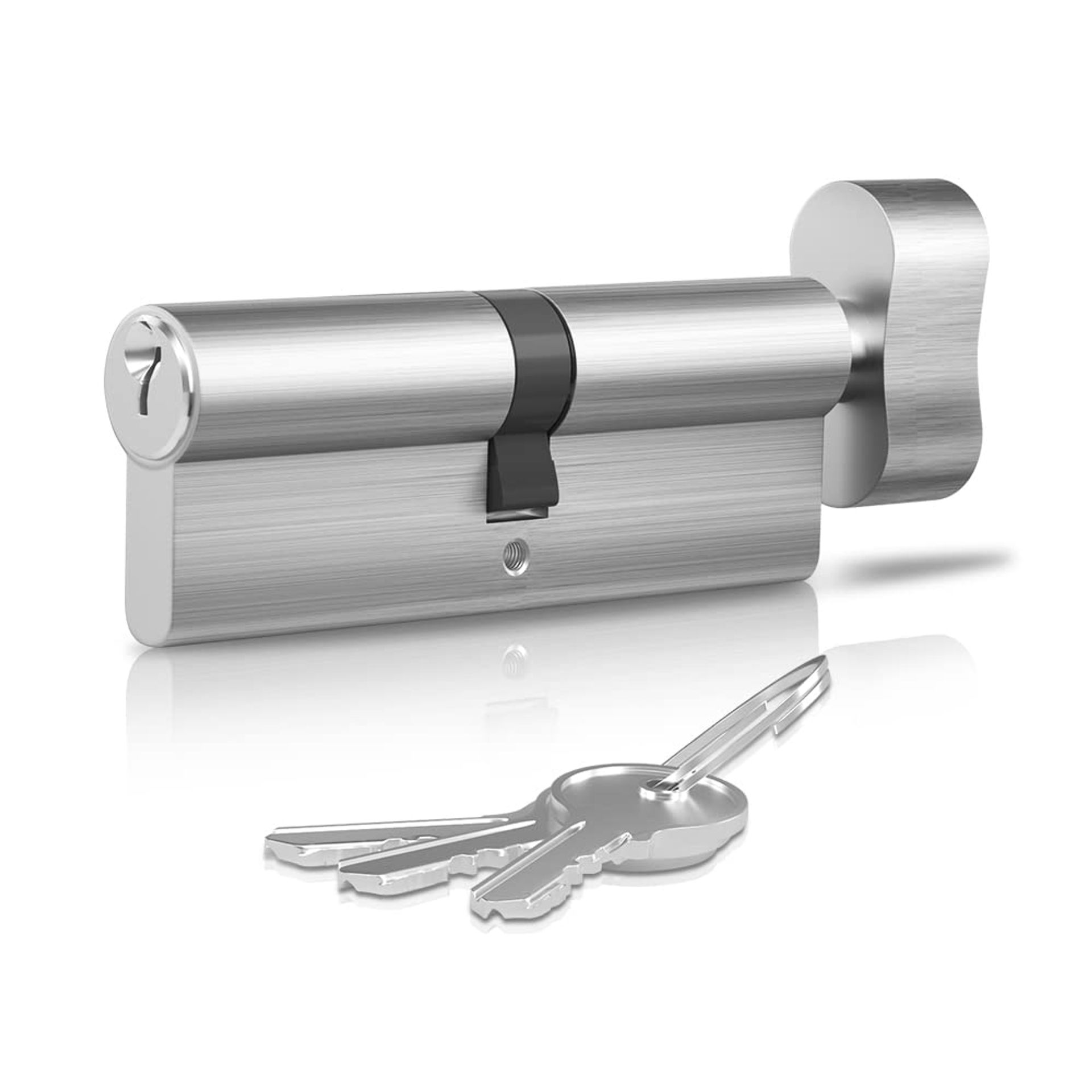 RESET-Brass 35/35 Thumb Turn Euro Lock Cylinder(70mm), Euro Door Lock with 3 Keys, Door Lock with Key,High Security for Wooden,UPVC Composite Doors Sliver