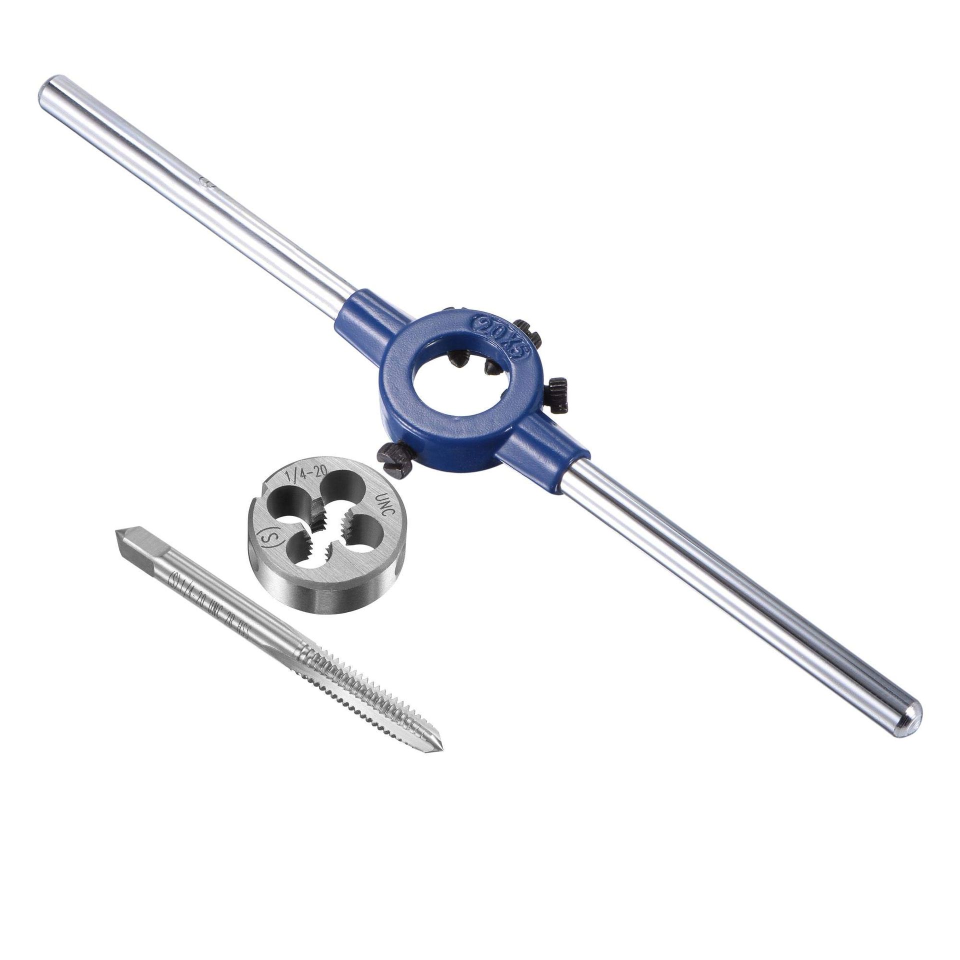 High-Speed Steel 1/4-20 UNC Tap & Die Set with 20mm Die Stock Handle