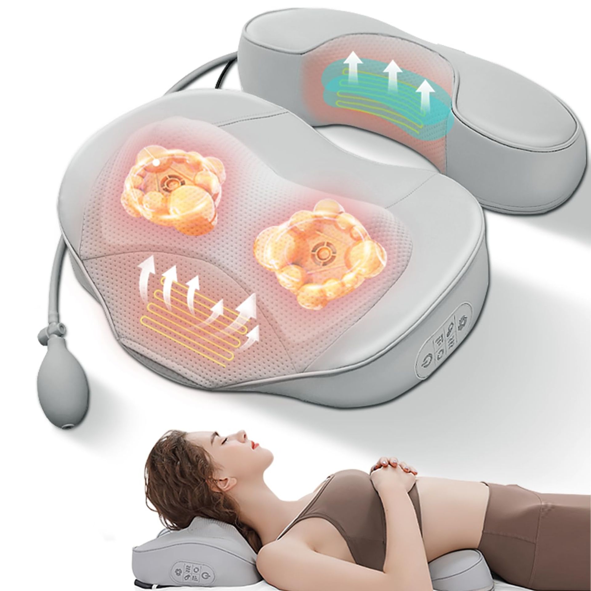 Back and Neck Massager with Heat Shiatsu Deep Tissue Kneading Pillow, Electric 2-in-1 Shoulder and Waist Muscle Relaxer - Yq-9 AC-MA-005 - Valentines - Valentines