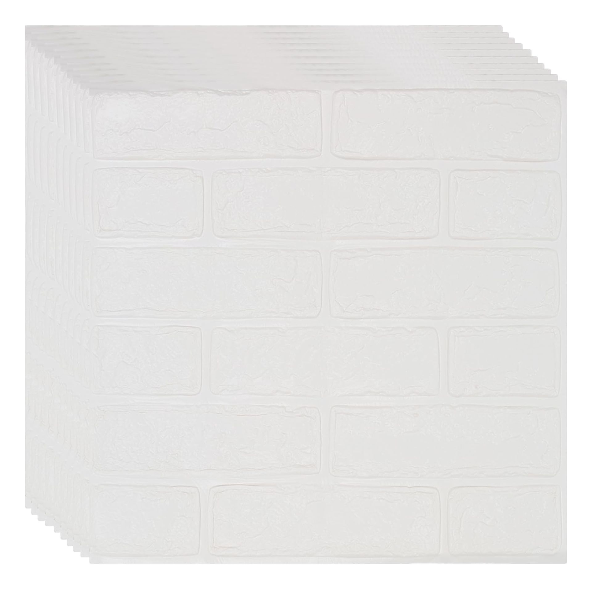 Self Adhesive 3D Brick Effect Wall Panels – Peel & Stick Waterproof Foam Wallpaper for Bedroom, Kitchen & Living Room Decoration - White
