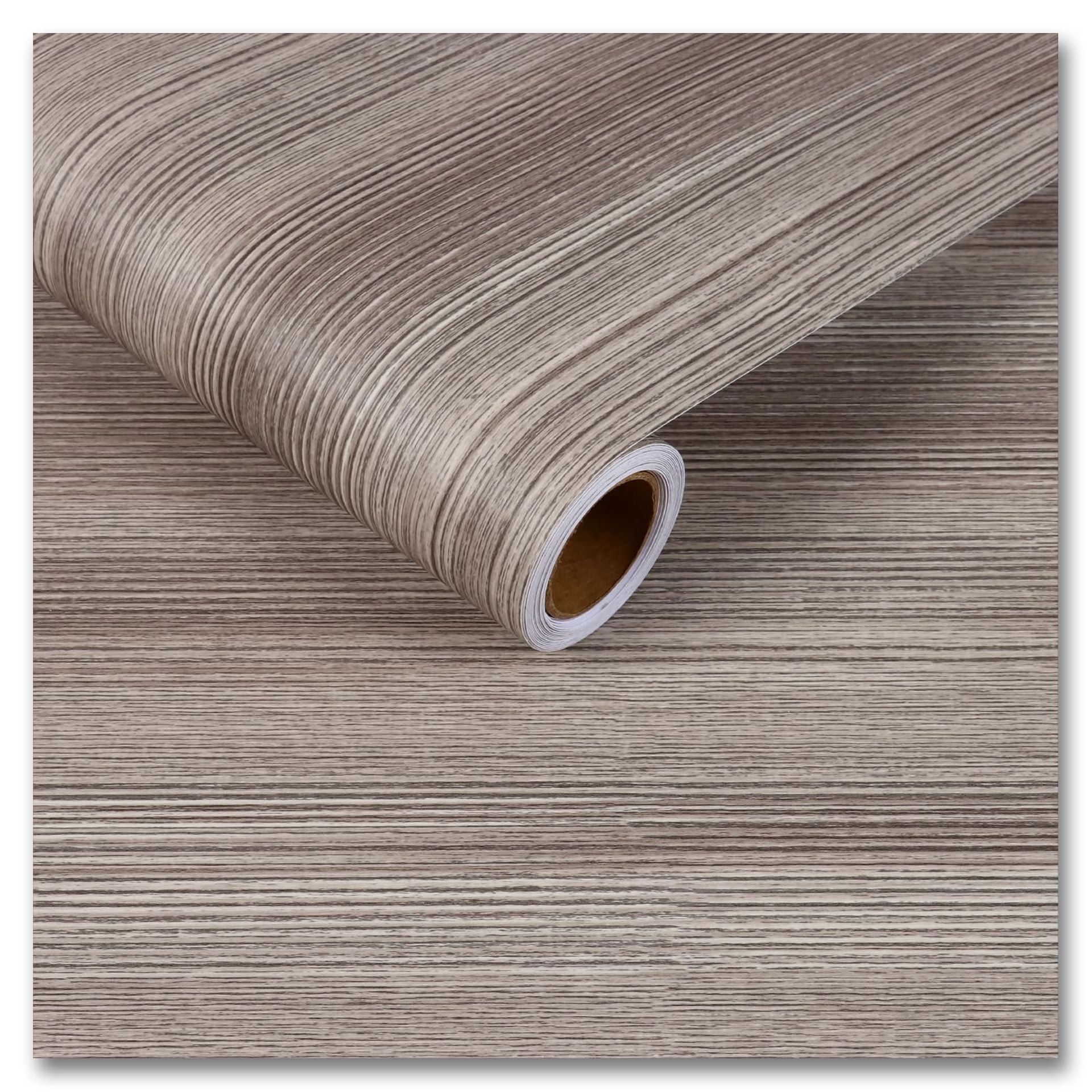 Wood Effect Vinyl Self Adhesive Wallpaper 30cm x 900cm Light Grey Peel & Stick for Kitchen & Furniture