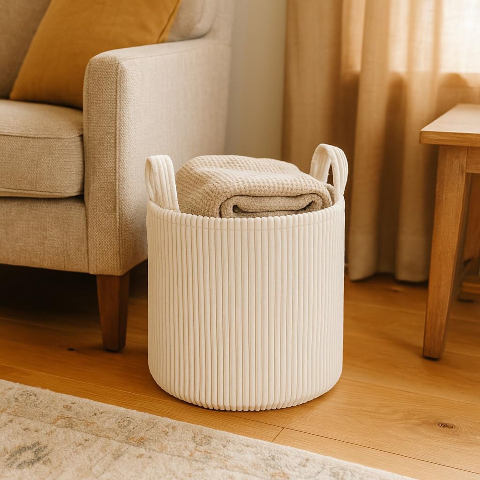 Laundry Basket Hamper for Clothes, Toys, Blankets and Home Organisation - Cream Extra Large
