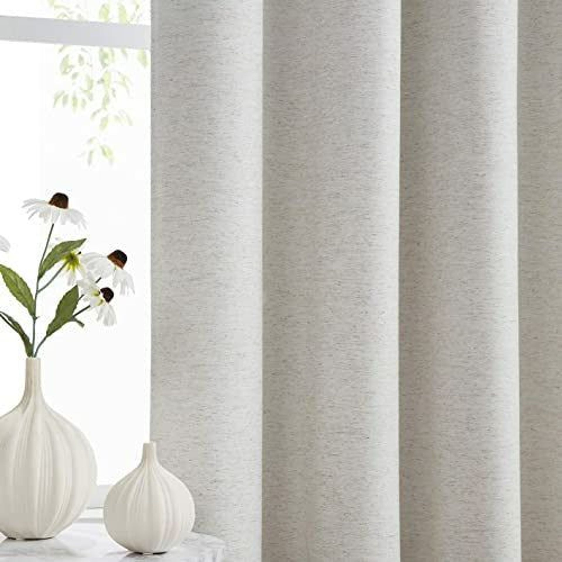 100% Blackout Curtains for Bedroom 90 Inch Modern Solid Living Room Thermal Ivory Blackout Eyelet Curtains Noise Reducing Natural Linen Look Set of 2 Curtain Panels for Office Studio/Hotel, 54" wide
